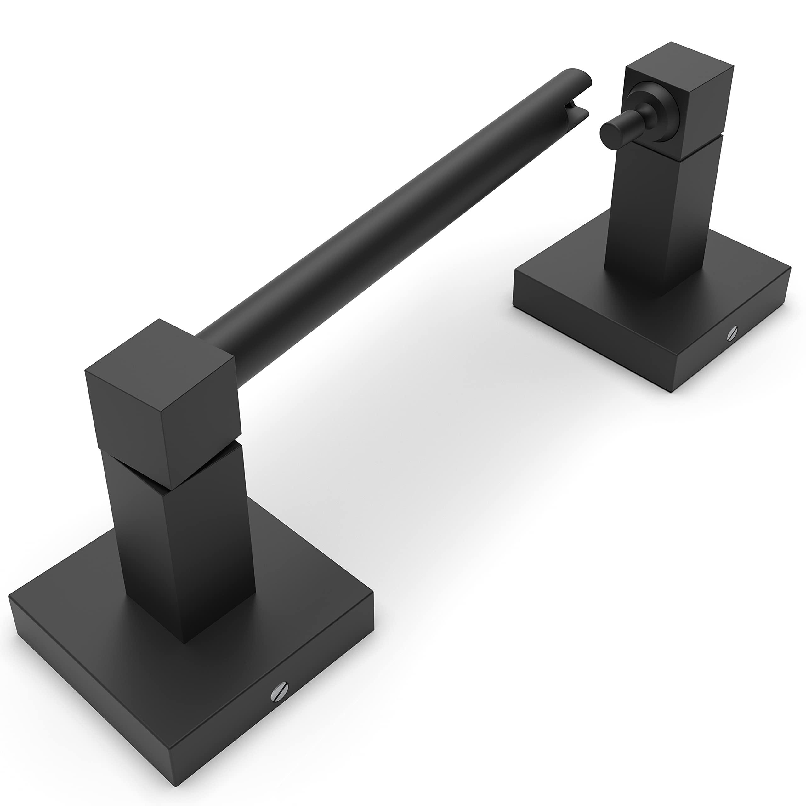 Ruacq Toilet Paper Holder Matte Black Double Post Pivoting Square Tissue Holders Roll Holder Hangers Toilet Paper Modern Wall Mounted, Commercial Bathroom Toilet Paper Roll Holder