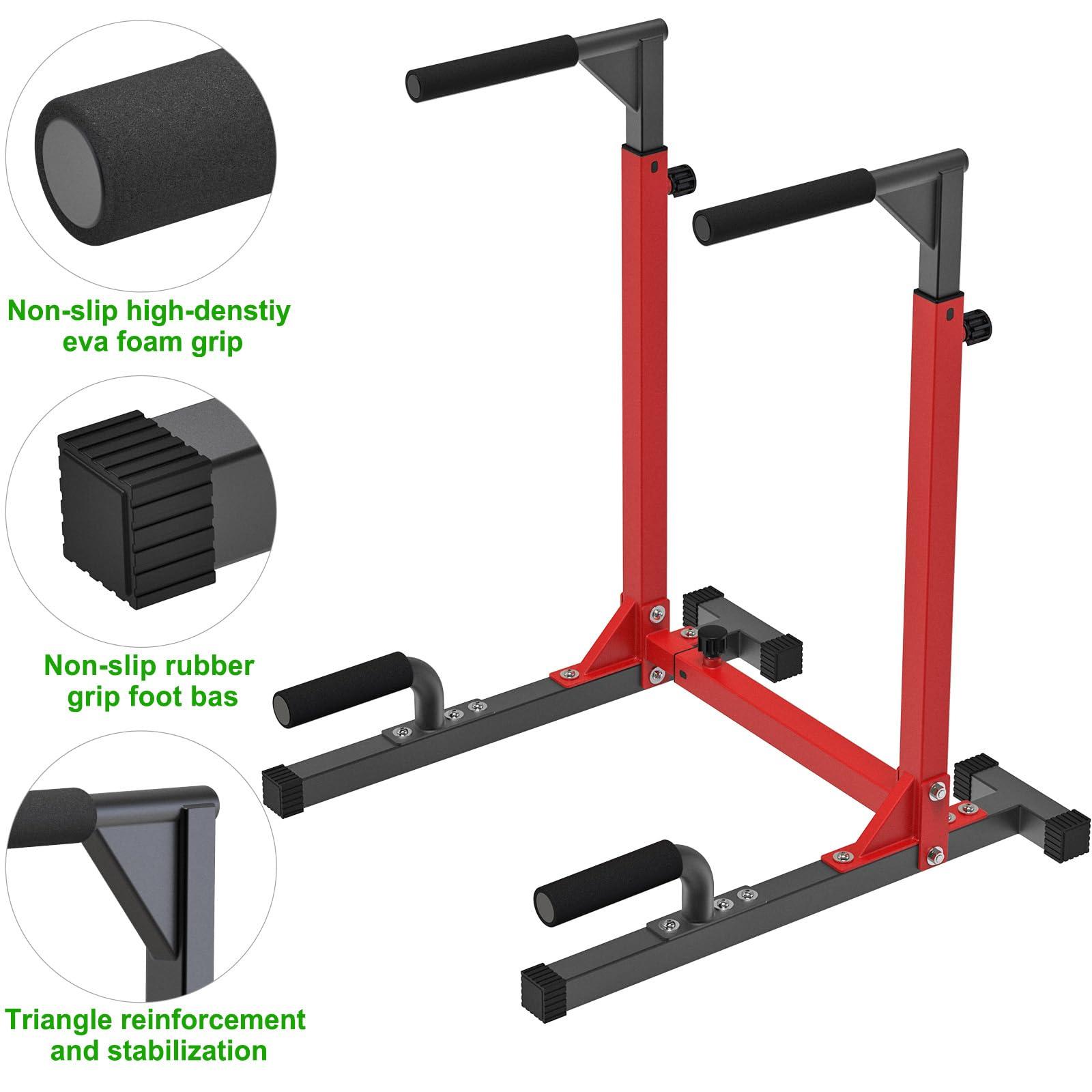 SELEWARE Heavy Duty Dip Bar, Adjustable Width & Height Dip Station Home Gym Fitness Equipment, 800lbs Capacity, Multifunctional Strength Training Dip Stand with Push Up Bar for Tricep Dips, L-Sits - Image 6