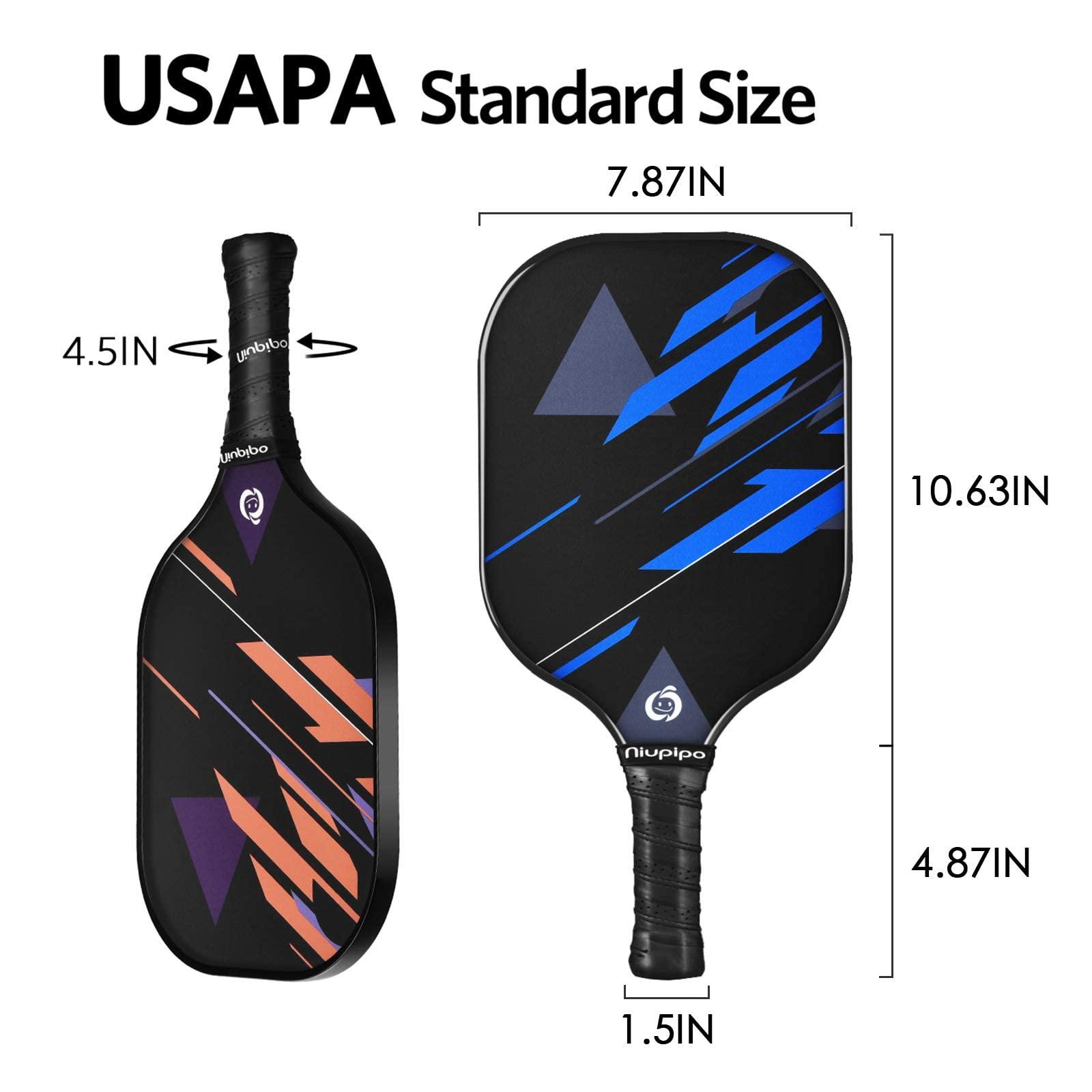 niupipo Pickleball Paddles Set of 2/4, USAPA Approved Lightweight Pickleball Rackets, Durable Fiberglass Surface with Polypropylene Honeycomb Core, Cushion Grip and Carry Bag - Image 7