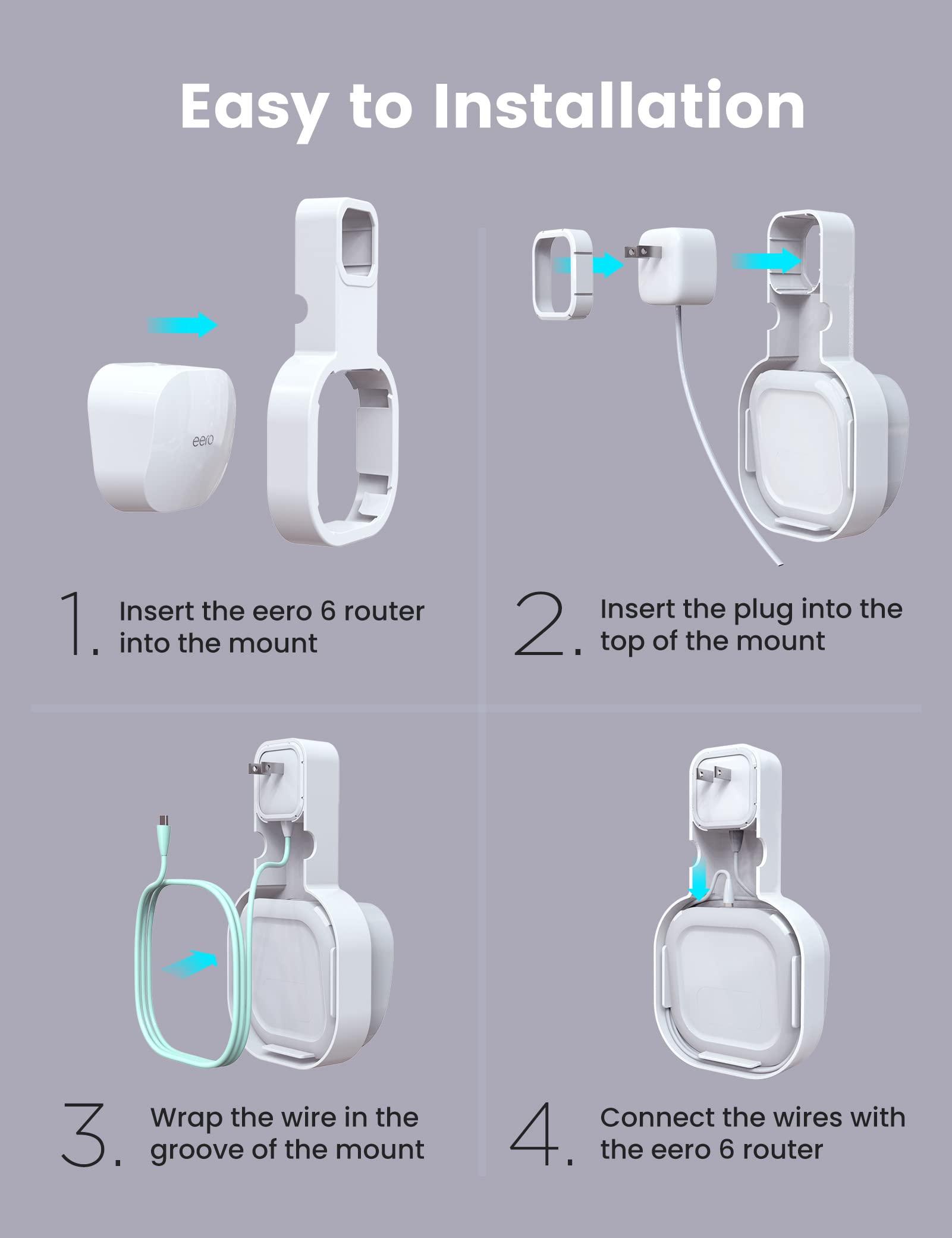 DG-Direct Wall Mount Holder Only for eero 6 Router Mesh Wi-Fi System,No Messy Wires,Stand Bracket for eero 6 Extender Space Saving White 3Pcs - Image 6