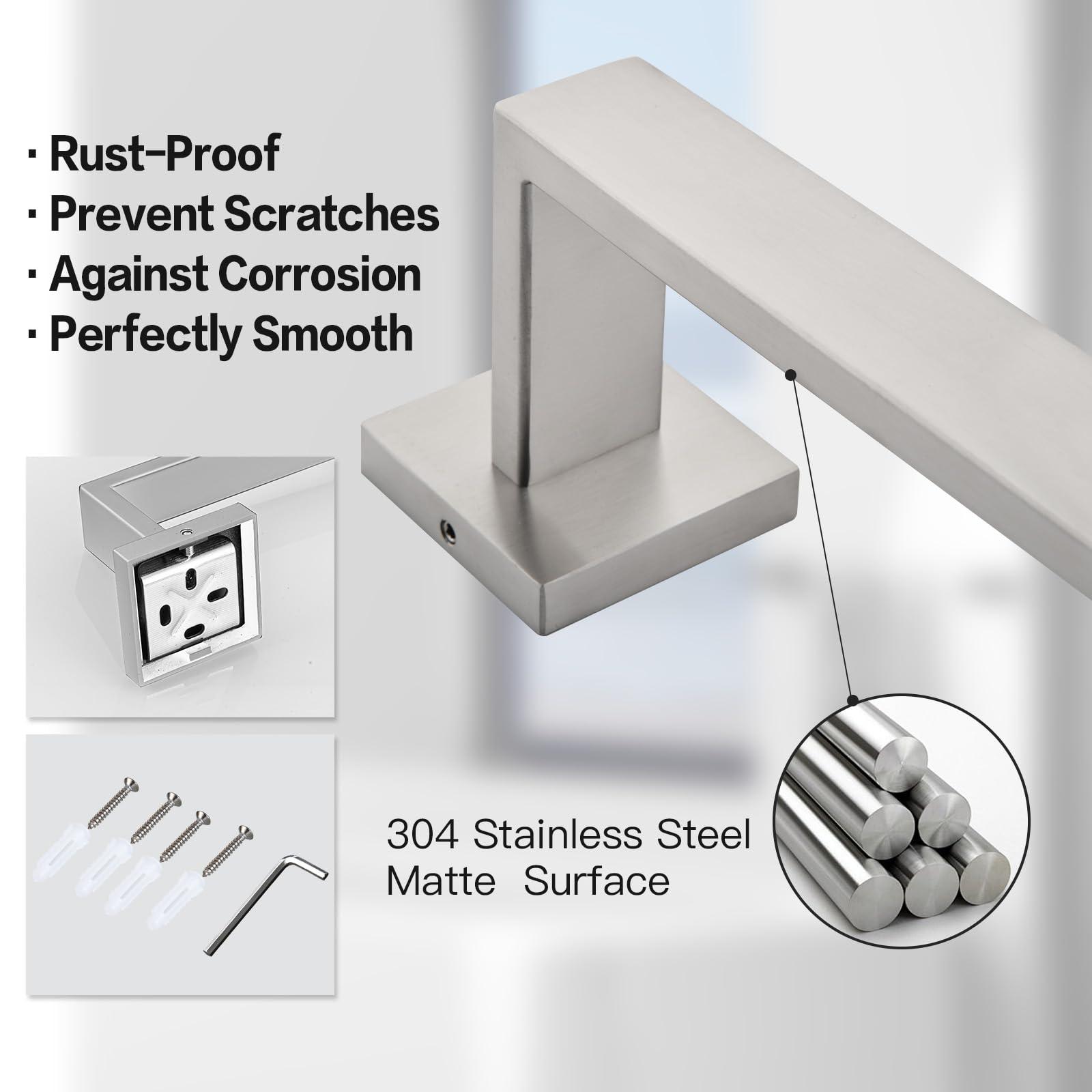Taucent Bath Towel Bar Set 5 Pieces Brushed Nickel,Modern Bathroom Hardware Accessories Set Wall Mounted Include 16-InchTowel Rod,Towel Rack,Toilet Paper Holder with Shelf,2 Robe Hook - Image 7