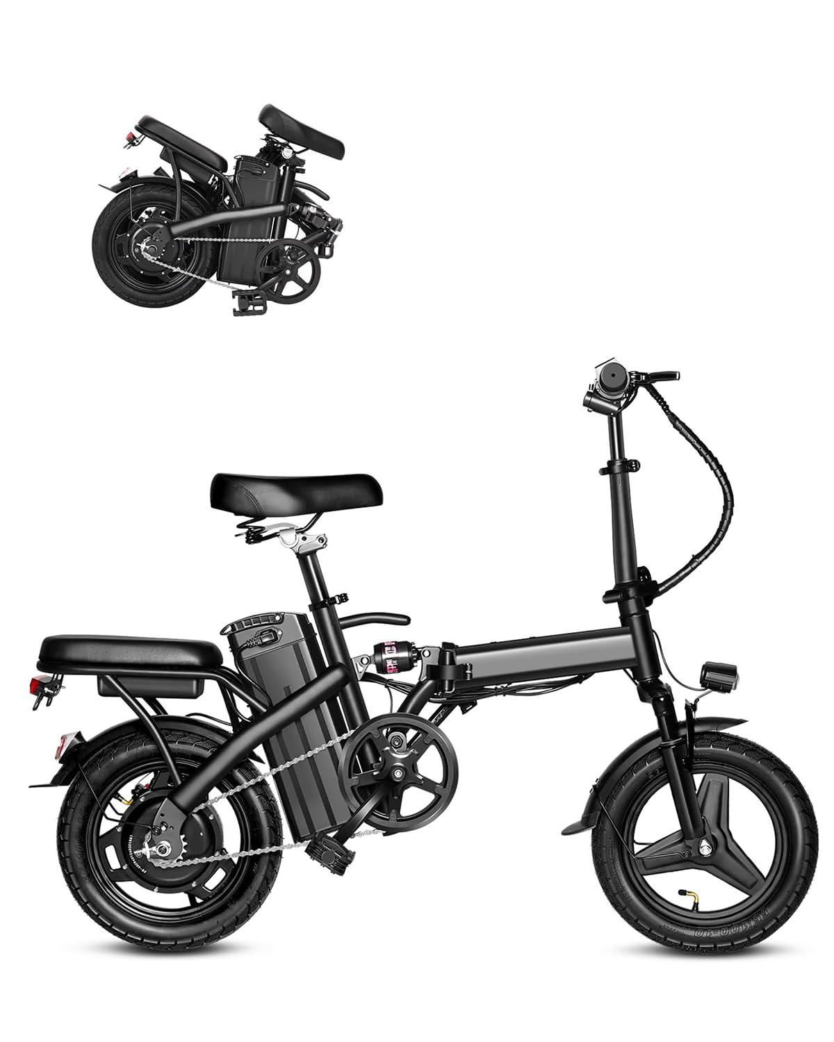 Setohet 14" A1 Electric Bike Easy Folding, Commuter Electric Bicycle for Adult, City E-Bike Peak 500W Motor, 576 Wh Removeable Battery,Max Range 20 Miles & Max Speed 20 Mph,Mini Ebikes
