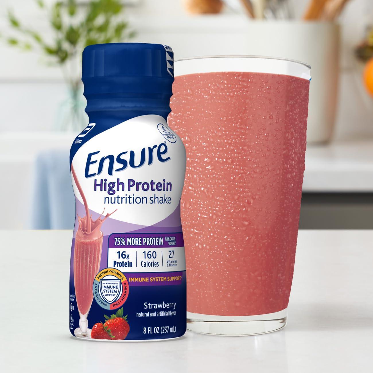 Ensure High Protein Nutritional Shake, 16g Protein, Meal Replacement Shakes, With Nutrients to Support Immune System Health, Strawberry, 8 Fl Oz (Pack of 24) - Image 9
