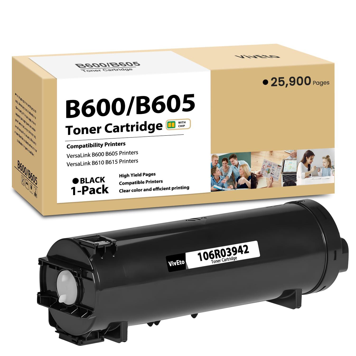Versalink B600 B610 Toner Cartridge with Chip Replacement for Xerox B600 106R03942 Toner Compatible for VersaLink B600 B605 B610 B615 Series Printer Ink, 1-Pack Versalink B600 Black Toner Cartridge