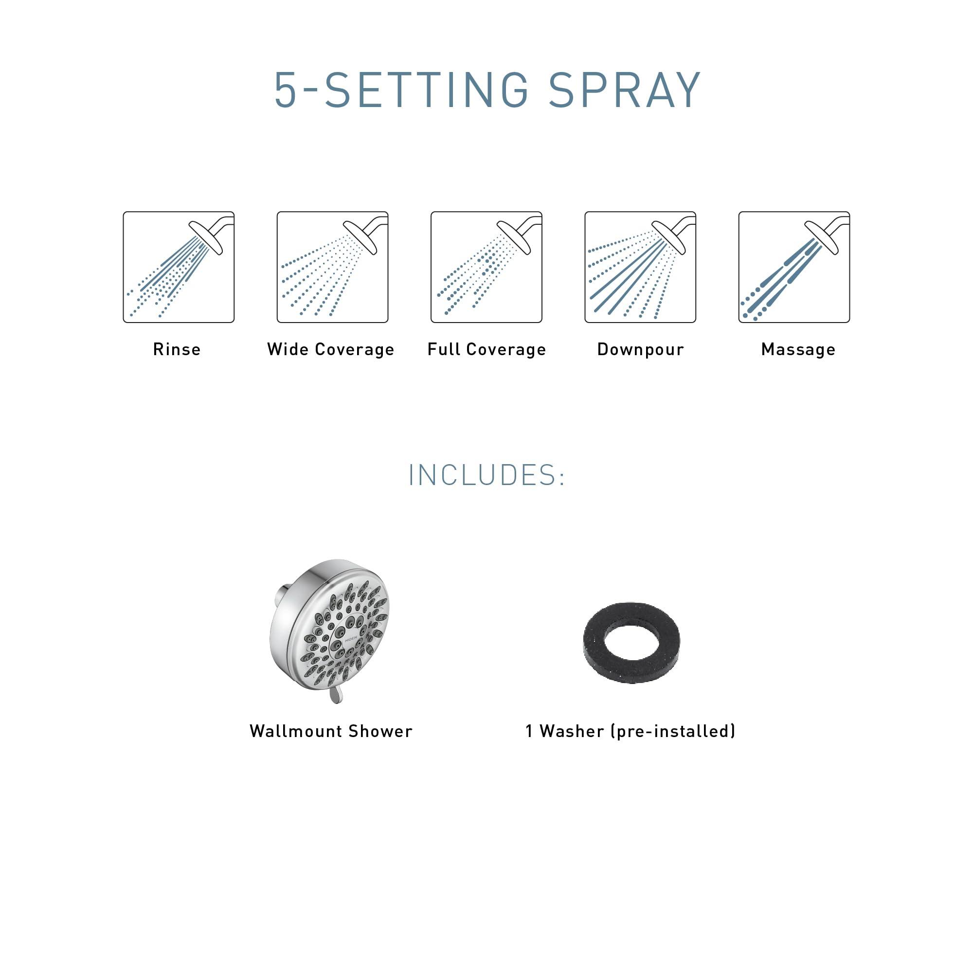 Moen Ignite Chrome Five-function Shower Head With 2.5 GPM High-Pressure Spray, 20090 - Image 4