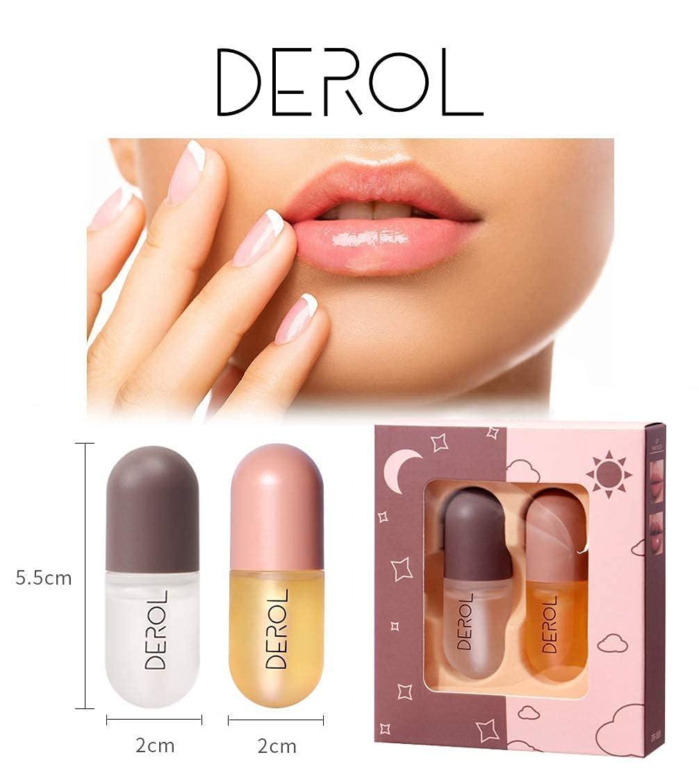 DEROL Lip Plumper by Vafee, Natural Lip Plumper and Lip Care Serum, Lip Enhancer for Fuller, Lip Mask, Beautiful Fuller, Hydrating & Reduce Fine Lines 5.5ML (Day& Night) - Image 2