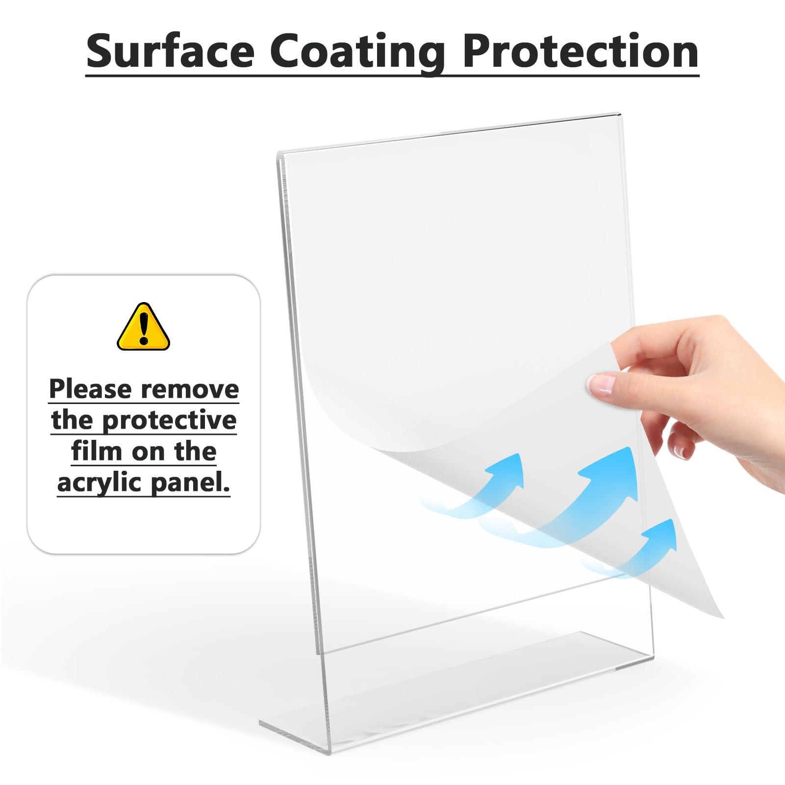 MaxGear 6 Pack Acrylic Sign Holder 8.5 X 11, Plastic Paper Holder With Vertical Slanted Back, Picture Photo Frames Display Stand Flyer and Document Organizer for Office Desktop Use - Image 3