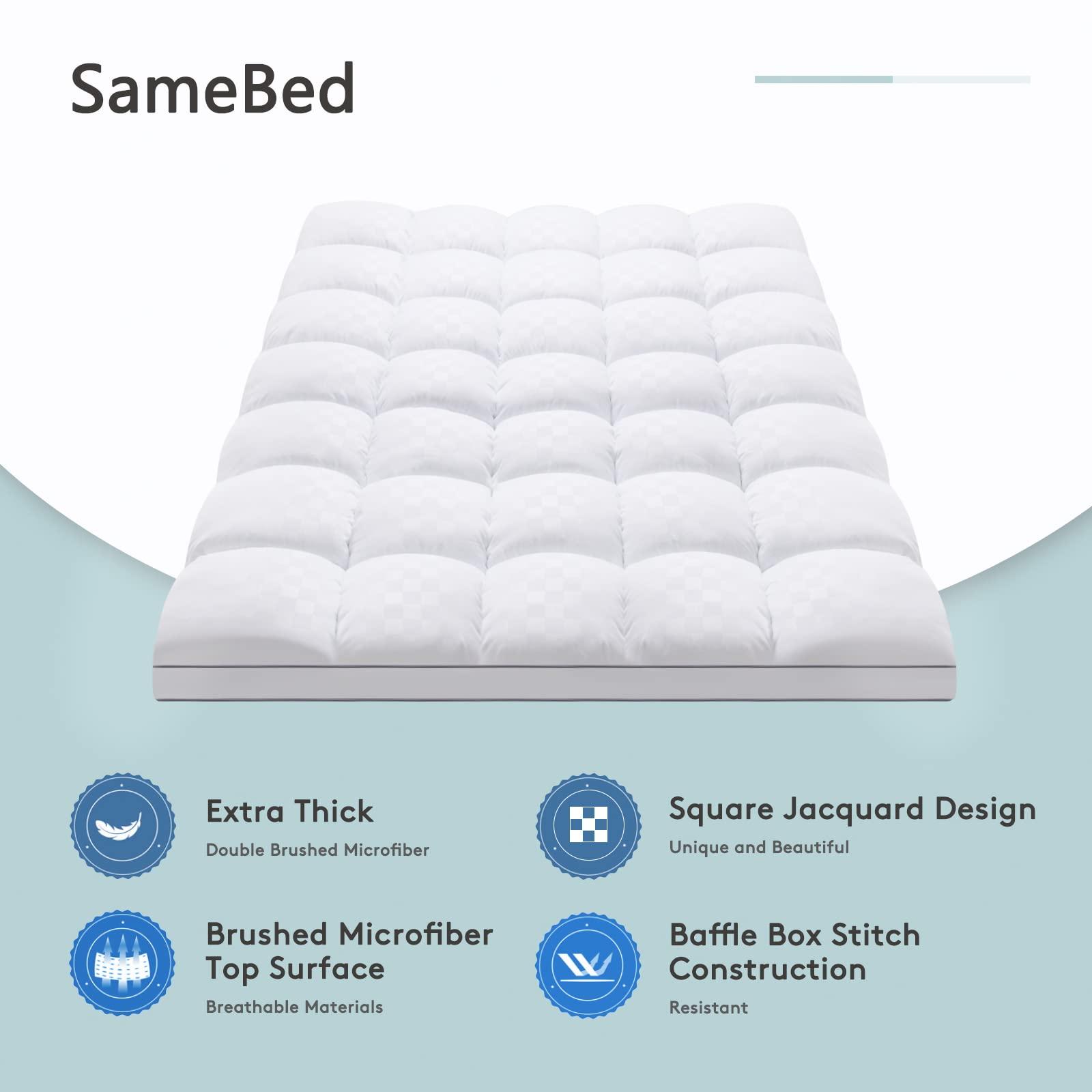 SameBed Mattress Topper Queen,Extra Thick Mattress Pad Cover for Back Pain,Cooling Mattress Protector with 8-21 Inch Deep Pocket,Overfilled Down Alternative Filling - Image 2