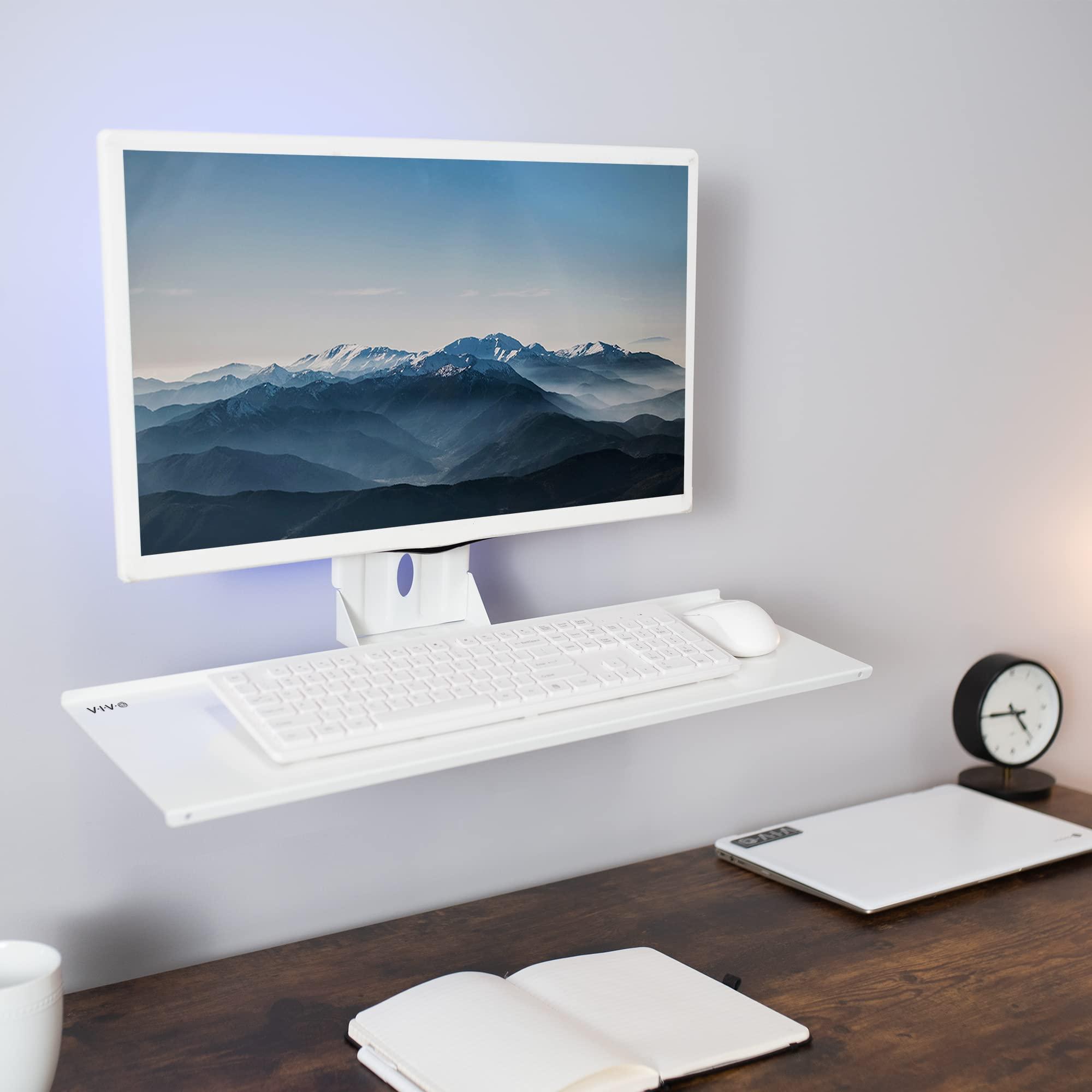 VIVO Computer Keyboard and Mouse Platform Tray VESA Mount Attachment 25.5 x 8 inch Surface, White, MOUNT-KB03-W - Image 8