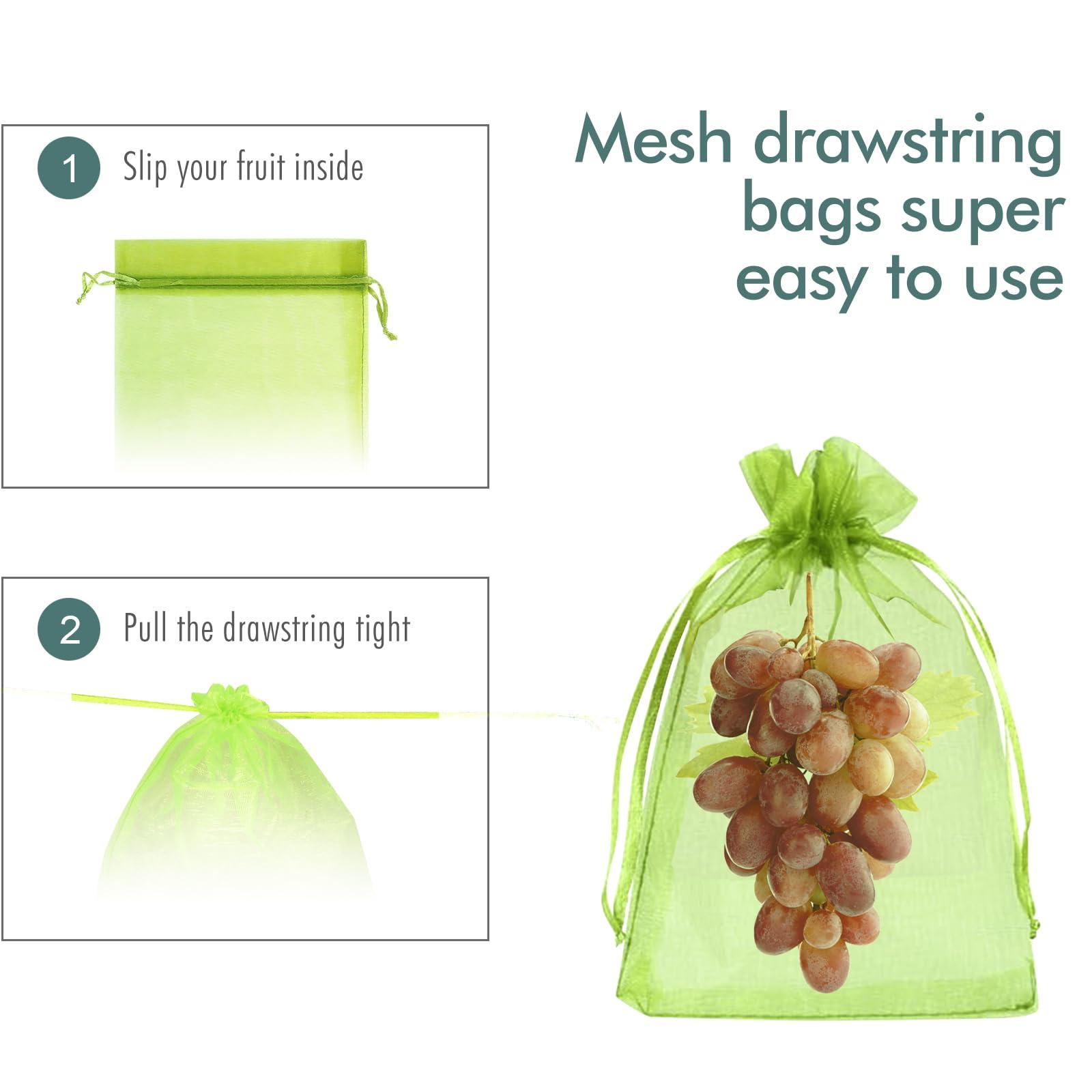 Fruit Protection Bags, Fetanten 50 PCS 6 x 8 Inch Mesh Drawstring Bag for Fruit Trees, Small Green Garden Fruit Plant Netting Cover Bag Protect Blueberry Tomato Apple Mango from Bird Insect Pest - Image 7
