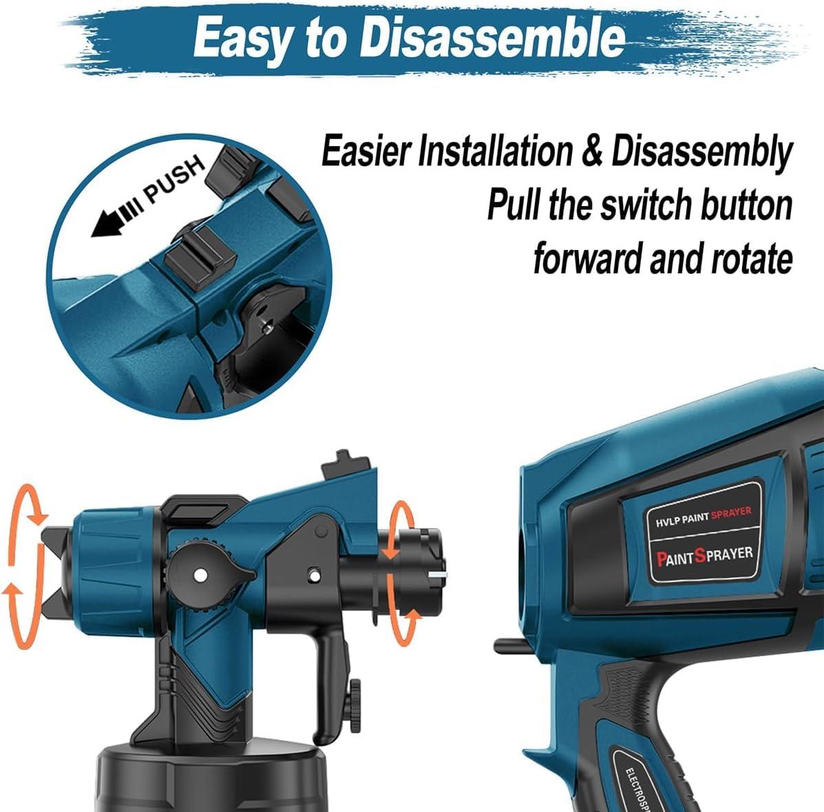 Paint Sprayer Tool 1000W High Power Electric Spray Paint Gun Easy to Clean for Furniture Cabinets Fence Walls Door Garden Chairs Blue - Image 6