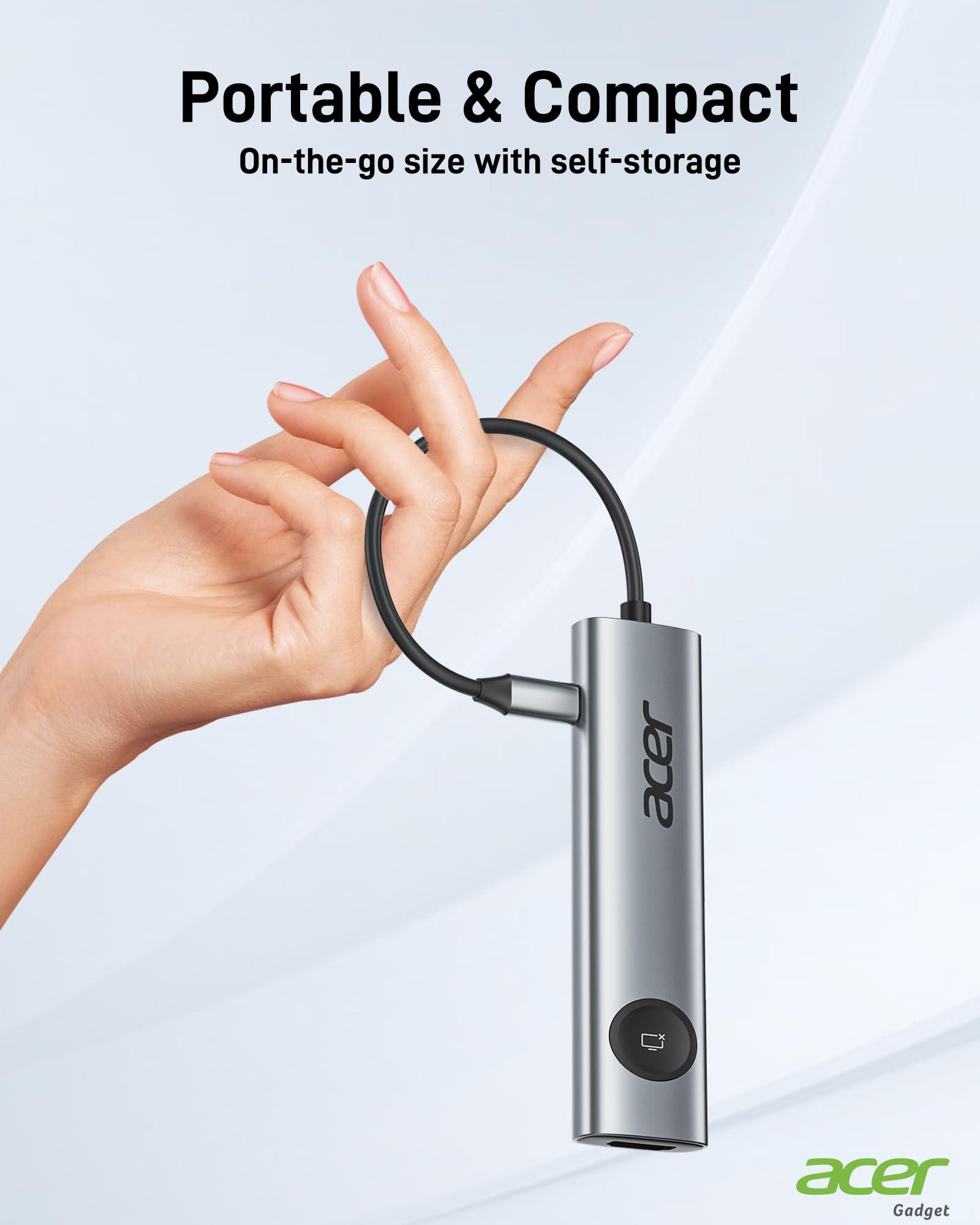 Acer USB C to HDMI Multiport Adapter, 7 in 1 USB-C Hub with HDMI 4K@60Hz, 100W PD, 2 USB-A 3.1 and 1 USB C 3.1 with 5Gbps, SD Card Reader, Type C Dongle for MacBook Pro/air, iPad, iPhone 16/15, Grey - Image 8