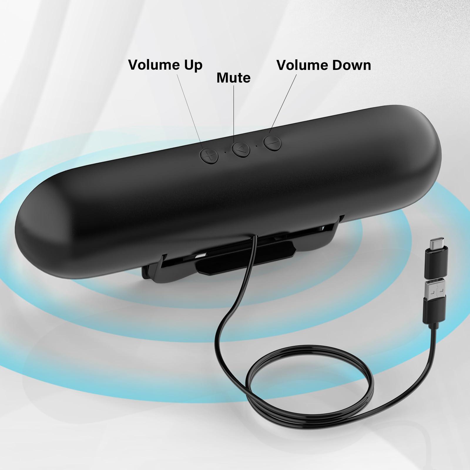 LXTNFU Computer Speakers for Desktop Monitor,Single Speakers for Desktop PC,Laptop Speaker with Loud Sound,Volume Control Easily Clamps to Monitors(USB-C to USB Adapter Included) (Black) - Image 4