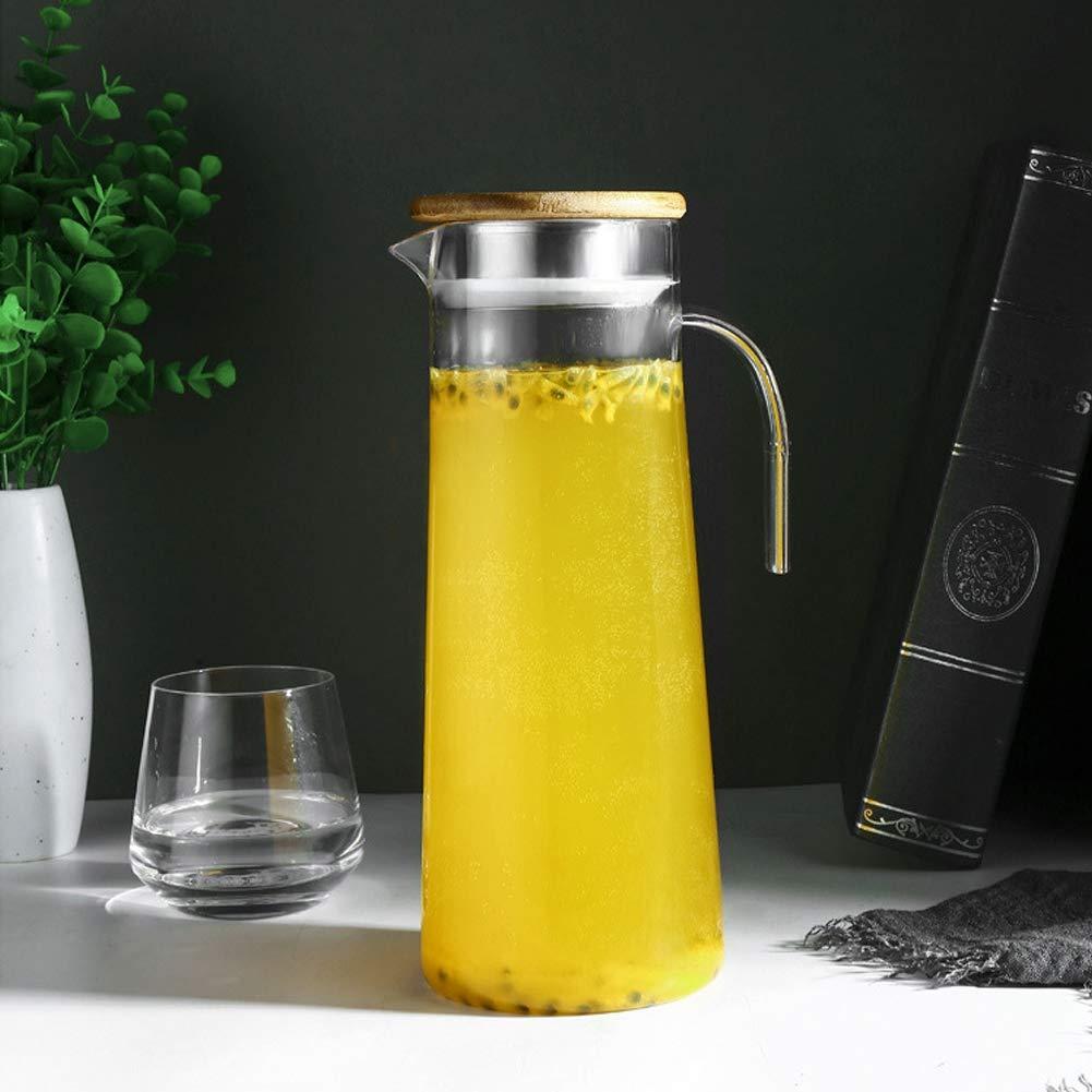 Acrylic Water Pitcher with Lid, 40 Oz Plastic Transparent Iced Tea Water Jug Drink Pitcher Beverage Carafe Pitchers for Juice Tea Coffee Milk(Bamboo Lid) - Image 2