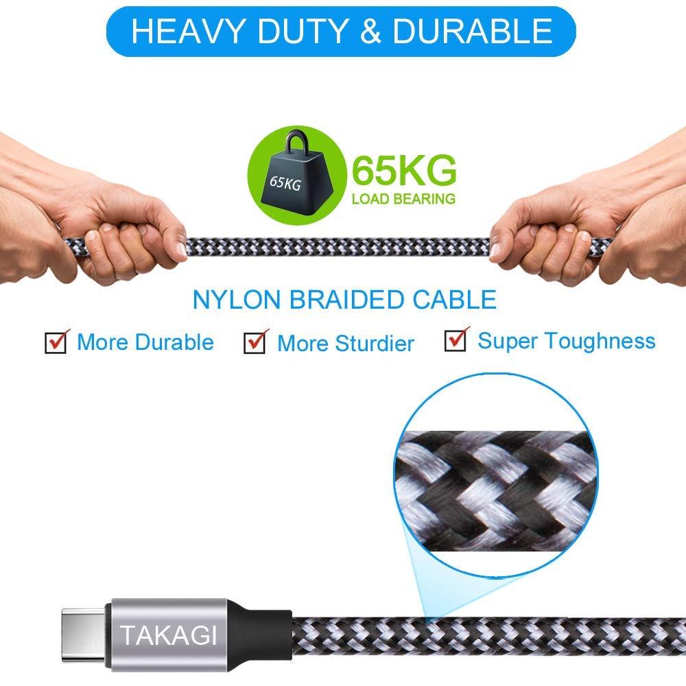 TAKAGI USB to USB C Cable (3Pack 6ft) USB A to Type C Cable Fast Charging Nylon Braided Data Sync Transfer Cord USB C Charger for iPhone 16 Pro Max/16 Plus/15 Pro Max/15 Plus/Galaxy S20 S10 Note 20 - Image 4