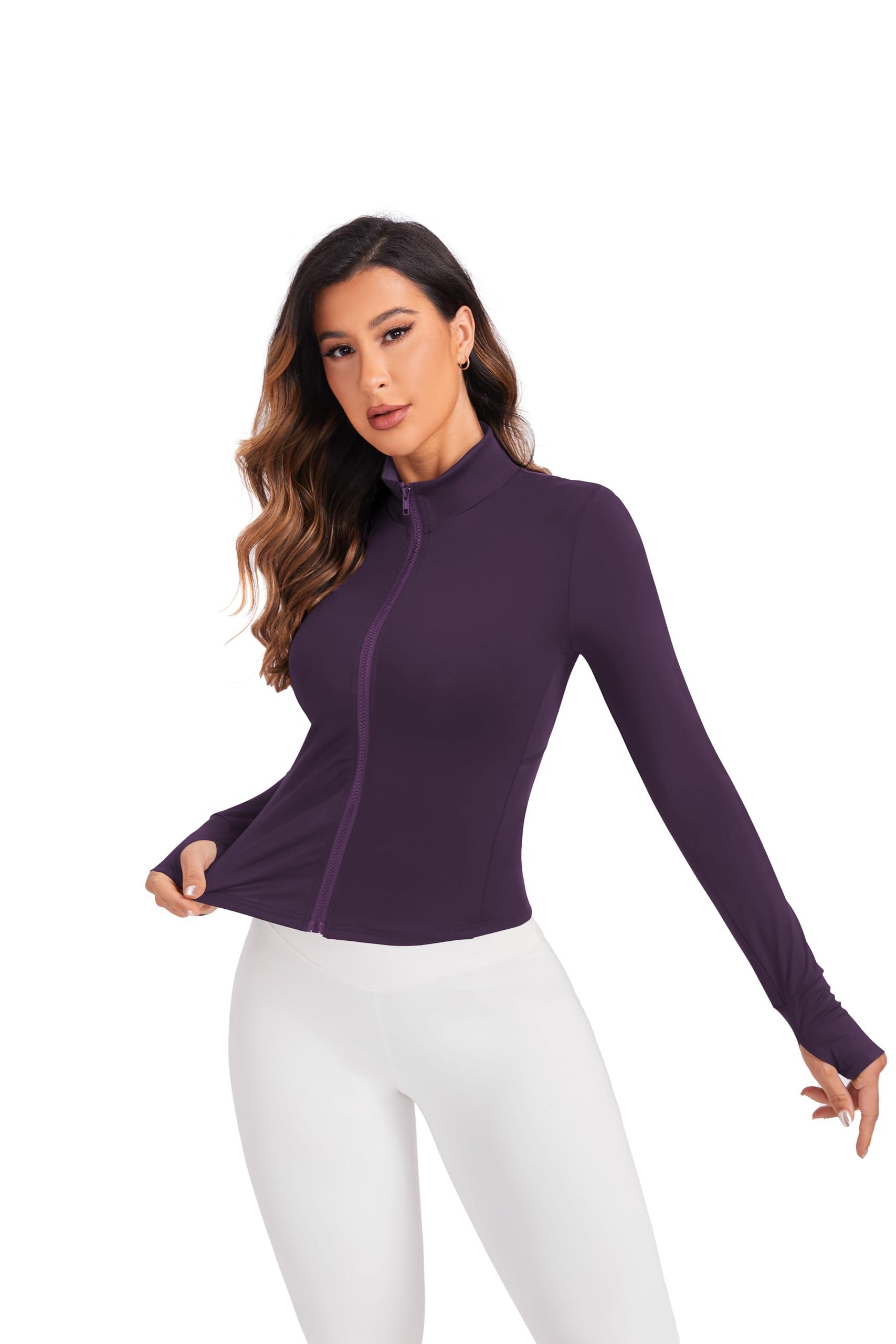 LALA BIRDS Women's Workout Zip Up Jacket, Cropped Running Athletic Jackets Slim Fit Gym Tops with Thumb Holes - Image 5