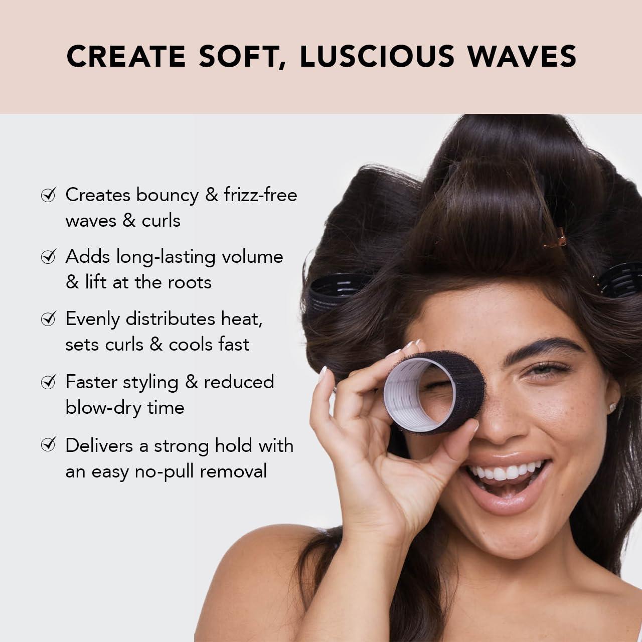 Kitsch Ceramic Thermal Hair Rollers for Women - Self Grip Rollers for Blowout Look Long Hair, Curlers for Medium & Short Hair, Large Roller for Volume Curls, Ceramic Coated, Easy to Use - 8pcs, Black - Image 3