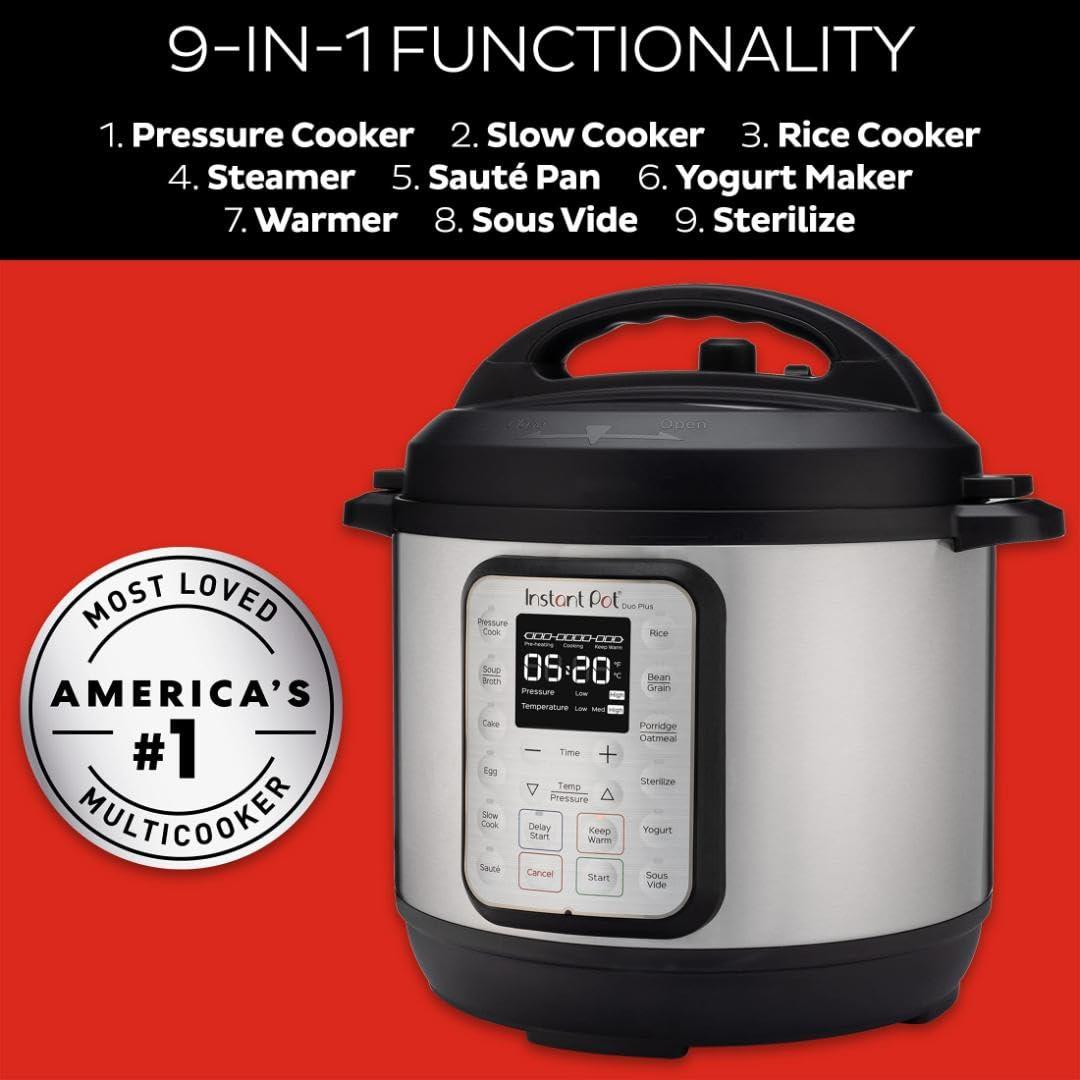 Instant Pot Duo Plus 9-in-1 Multicooker, Pressure Cooker, Slow Cook, Rice Maker, Steamer, Sauté, Yogurt, Warmer & Sterilizer, Includes App With Over 800 Recipes, Stainless Steel, 6 Quarts - Image 5