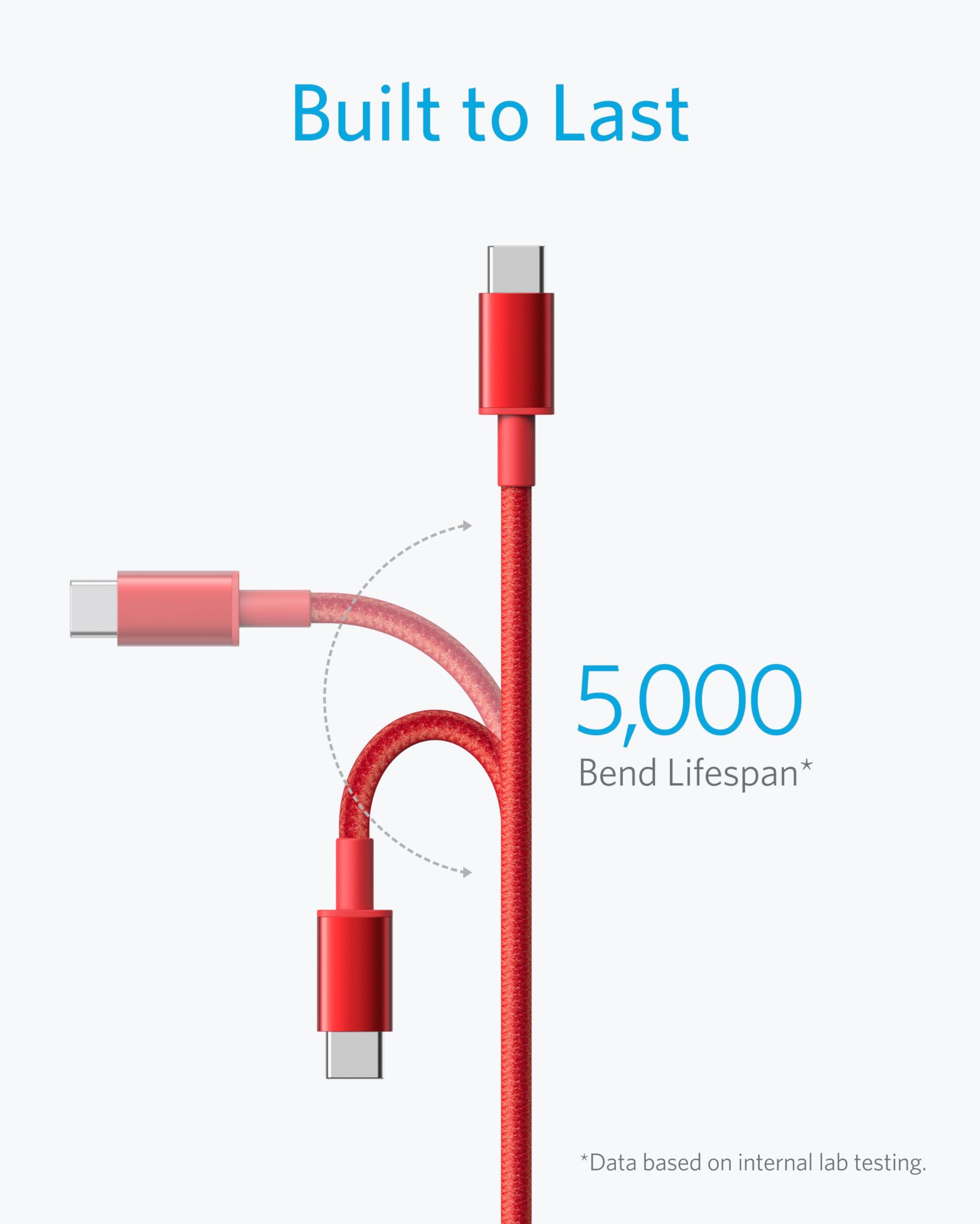 Anker USB C to USB C Cable, Type-C 60W Fast Charging Cable (3.3FT, 2Pack) for iPhone 16 Series, iPad Mini 6 and More (Red) - Image 3