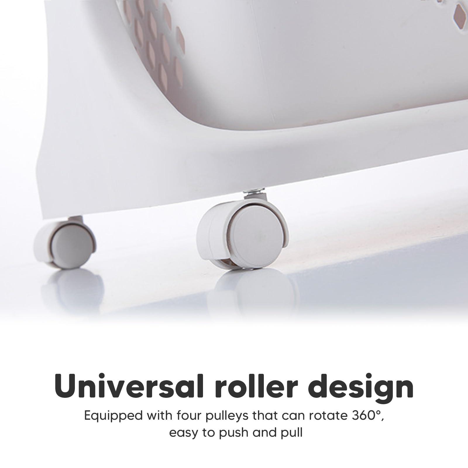 BAOKALER Rolling Laundry Hamper Cart with Wheels, 3 Tier White Laundry Baskets, Clothes Hamper with Portable Storage Baskets for Kitchens, Bathrooms, Bedrooms, Classrooms, Laundry Rooms - Image 8