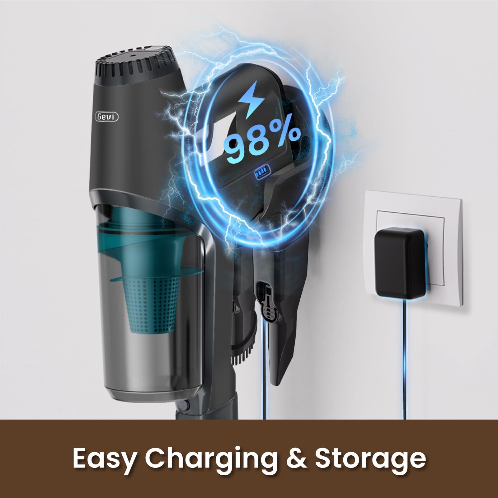Cordless Vacuum Cleaner, 20Kpa Powerful Stick Vacuum Cordless, Up to 45mins Long-Lasting Battery Runtime, 6 in 1 Lightweight Vacuum Cordless for Hard Floors, Carpets and Pet Hair, Grey - Image 9