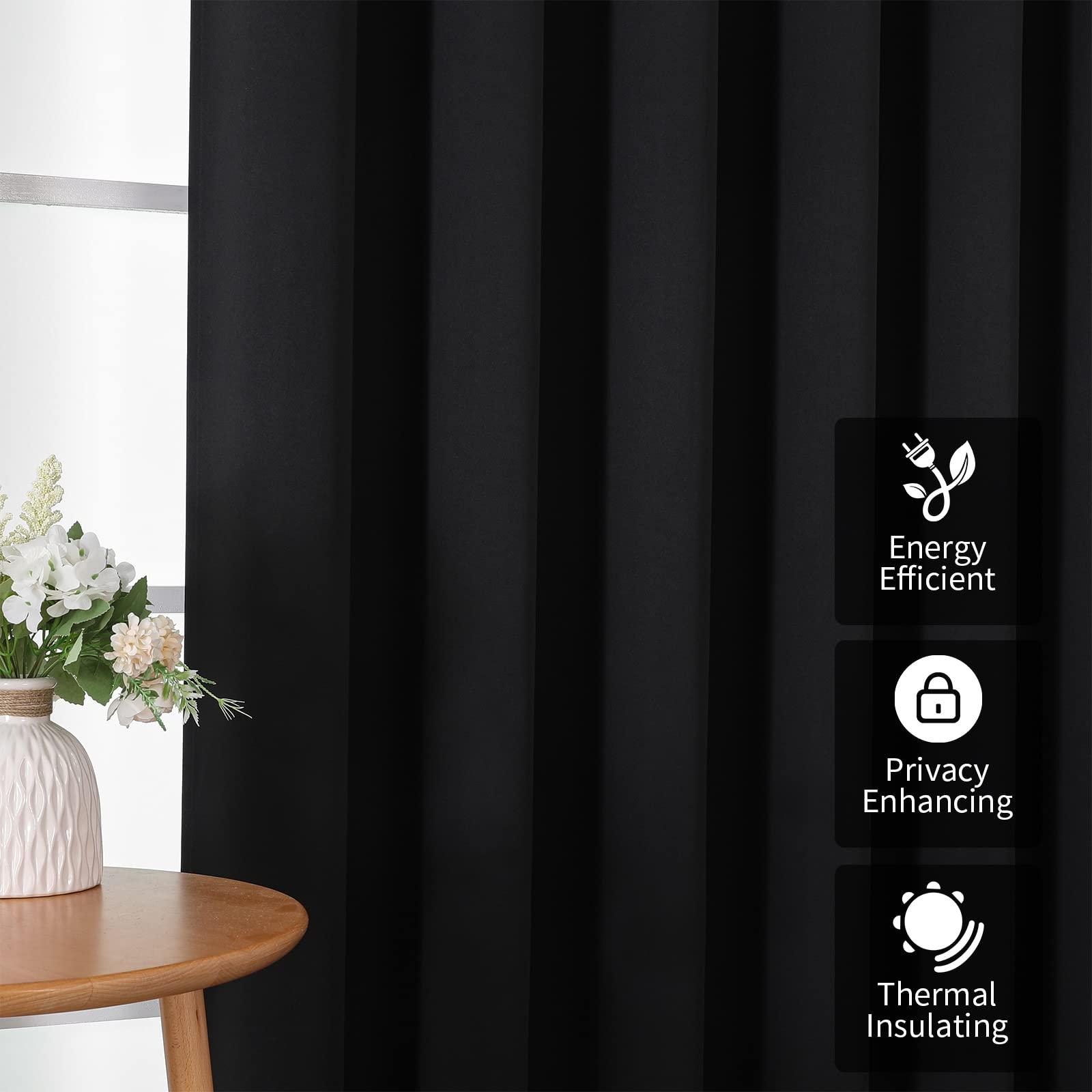 Joydeco Blackout Room Divider Curtains for Sliding Glass Doors 84 Inches Long 1 Panel, Extra Wide Sliding Door Curtains for Doorway Patio Bedroom Living Room (Black, 100Wx84L) - Image 6