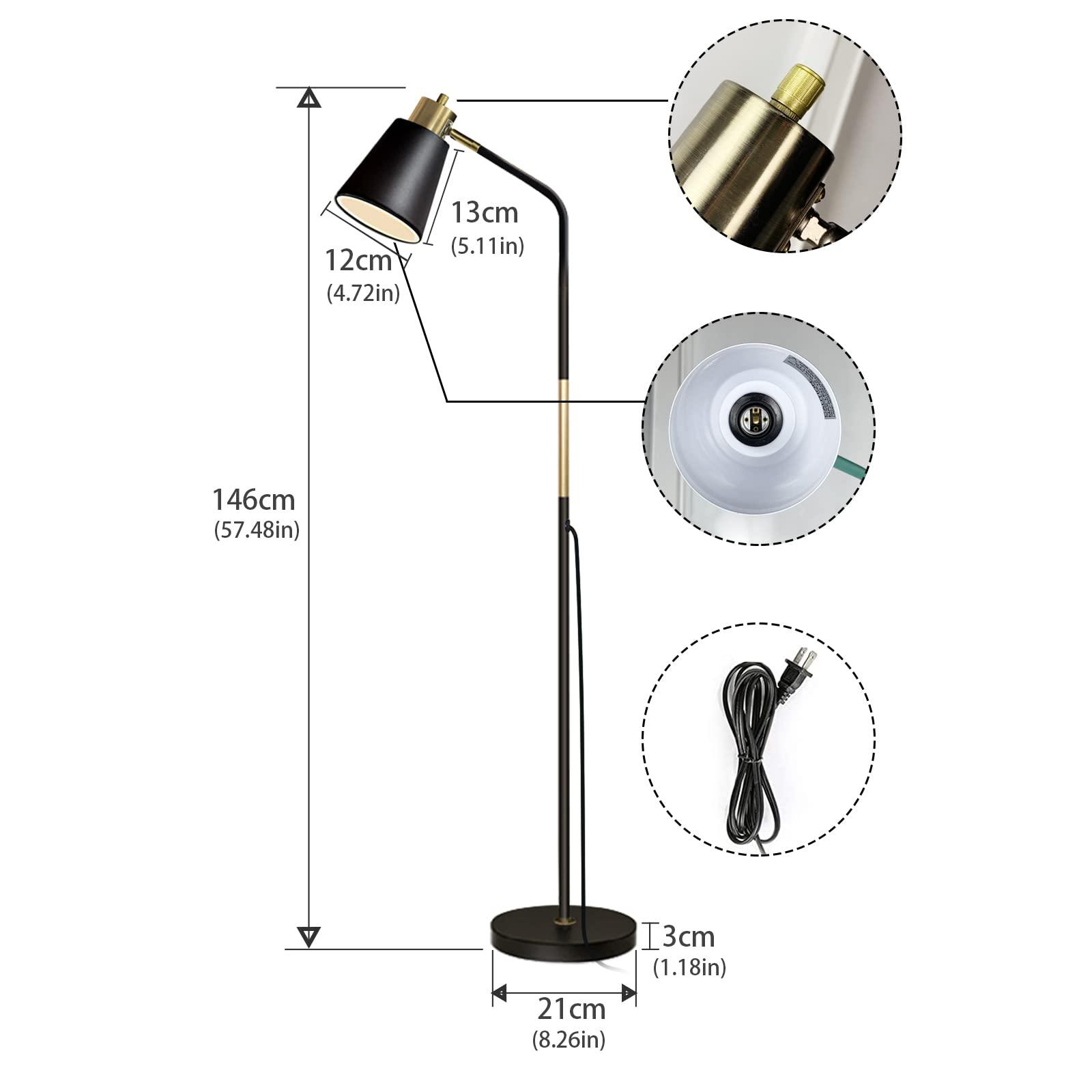 Floor Lamp, Industrial Floor Lamps for Living Rooms Rustic Farmhouse Reading Standing Floor Lamp Adjustable Metal Heads Indoor Task Lighting for Living Room Bedroom Office Home Décor (Black) - Image 8