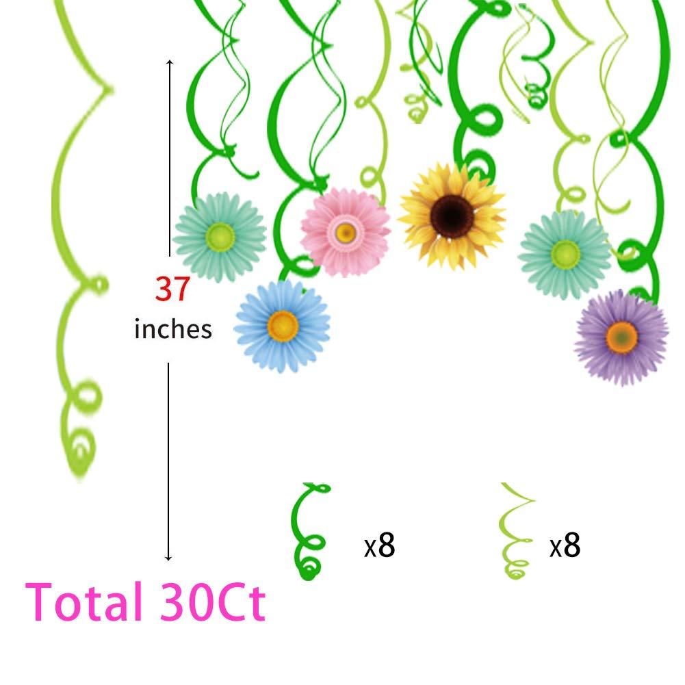 30Ct Summer Spring Sun Flower Hanging Swirl Decorations,Themed Birthday Party,Party Supplies,Ceiling Decorations for Girls,Boys,Kids, Bedroom,Classroom,Baby Shower - Image 5