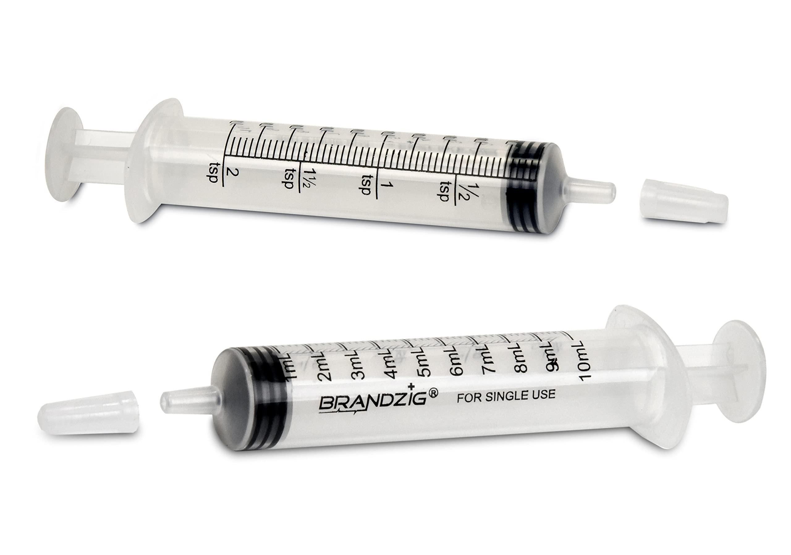 10ml Oral Syringe With Cap (100 Pack) | Oral Dispenser Without Needle, Luer Slip Tip | Individually Wrapped Medicine Dropper For Infants & Pets - Image 2
