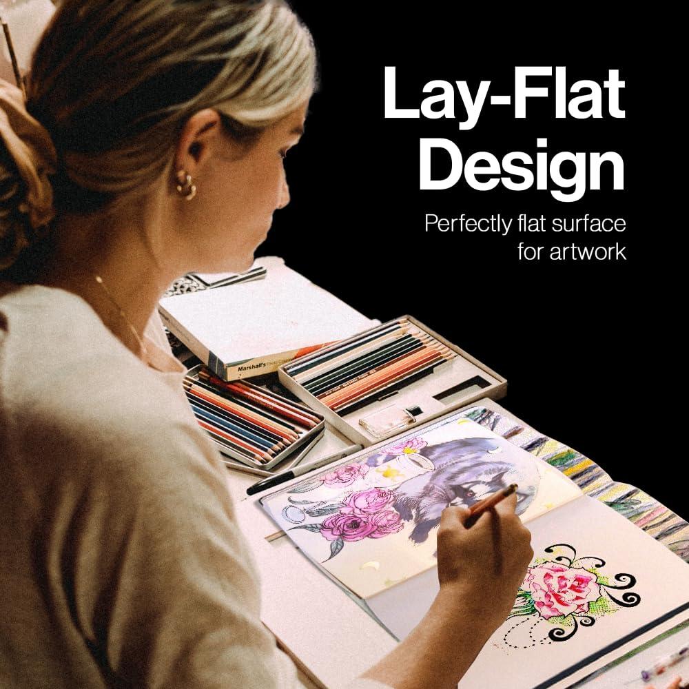 A5 Sketchbook, Lay Flat Softcover Sketch Book for Everyone, Ideal for Ink, Water Color, Pen, Pencils, 160 Tear Resistant Pages, Size: Medium, Leda Art Supply - Image 3
