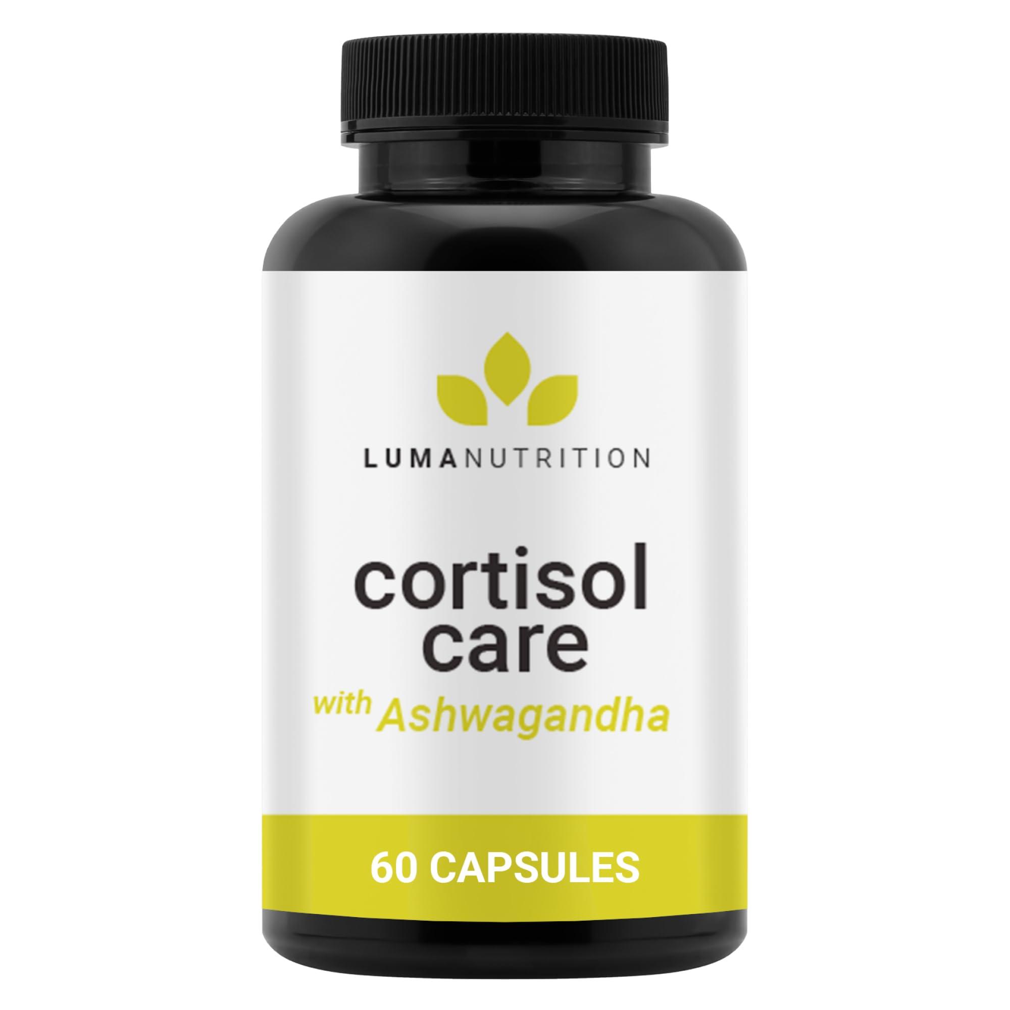 Luma Nutrition Cortisol Reducer and Manager - Ashwagandha + L-Theanine - Cortisol Supplements for Women and Men - Stress Relief, Restful Sleep, Detox, Lower and Control - 60 Capsules - Image 1