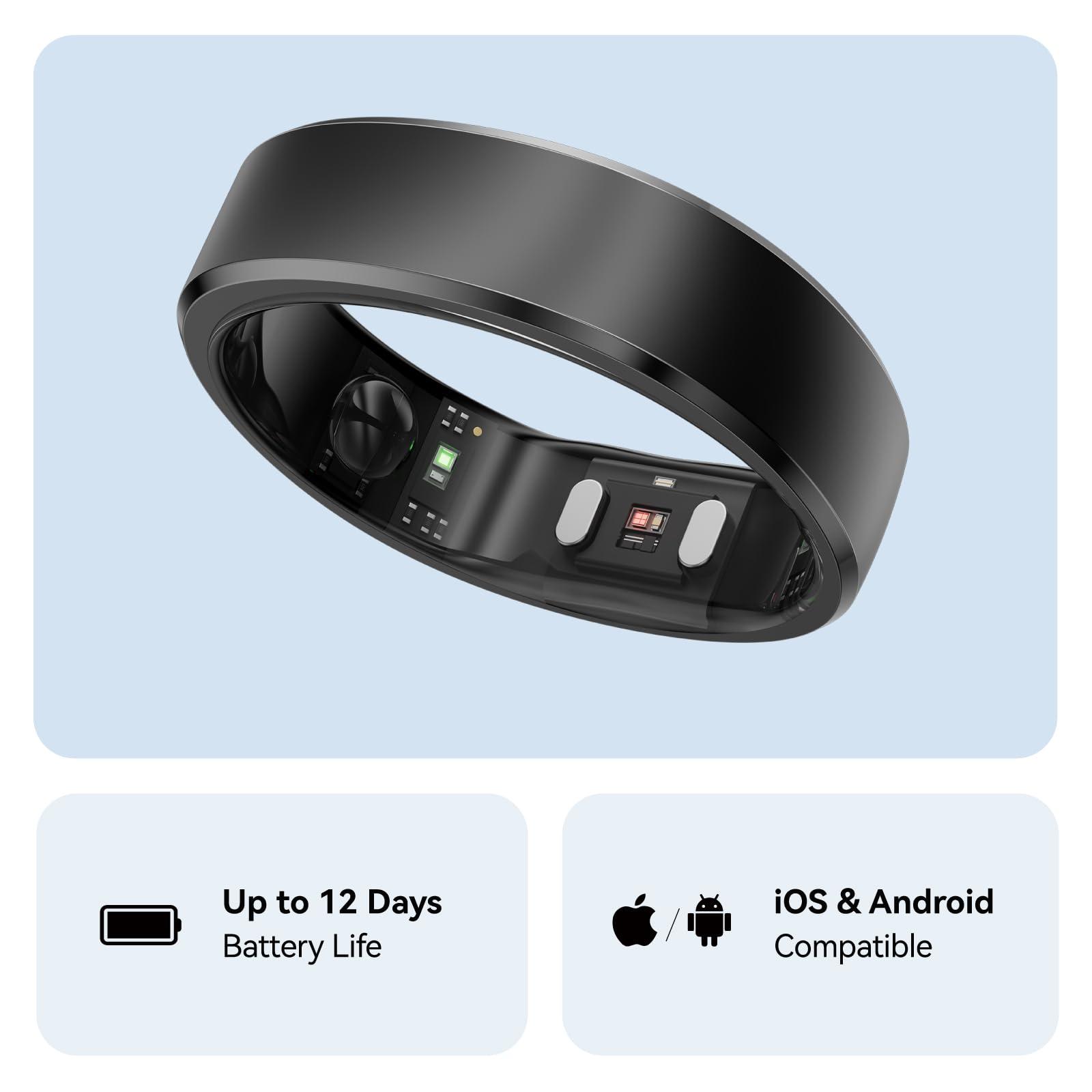RingConn Gen 2, World’s First Smart Ring with Sleep Apnea Monitoring, No APP Subscription, 12-Day Battery Life, Stress/Heart Rate/Women's Health Tracker, Android & iOS Compatible (Black, Size 10) - Image 6
