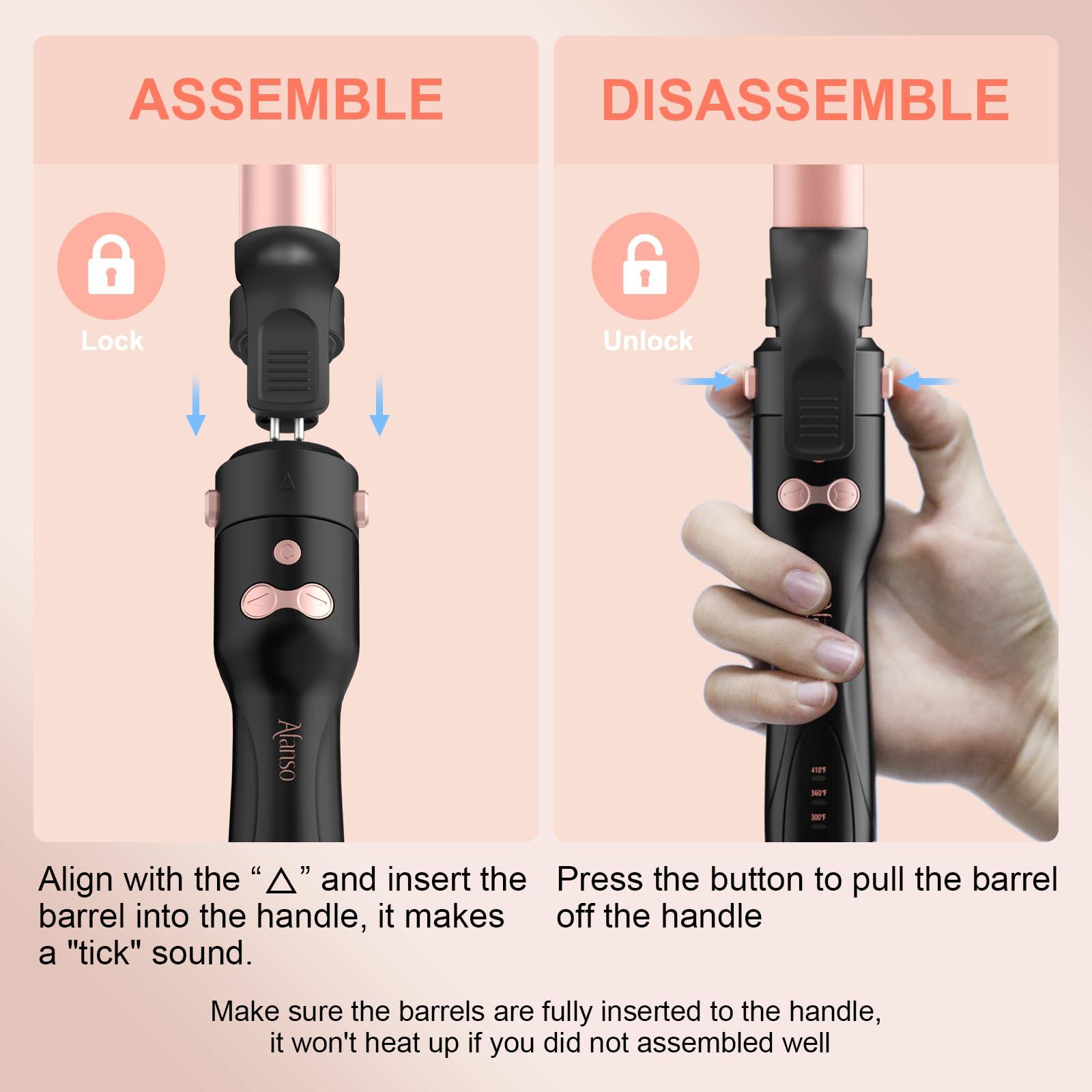 Automatic Rotating Curling Iron, 3 in 1 Thermal Brush Set 1-1 1/2 Inch, Auto Hair Curler with 3 Temps, 100 Million Ionic, Travel Dual Voltage Self Curling Wand for Beach Waves, Ceramic Coating - Image 6