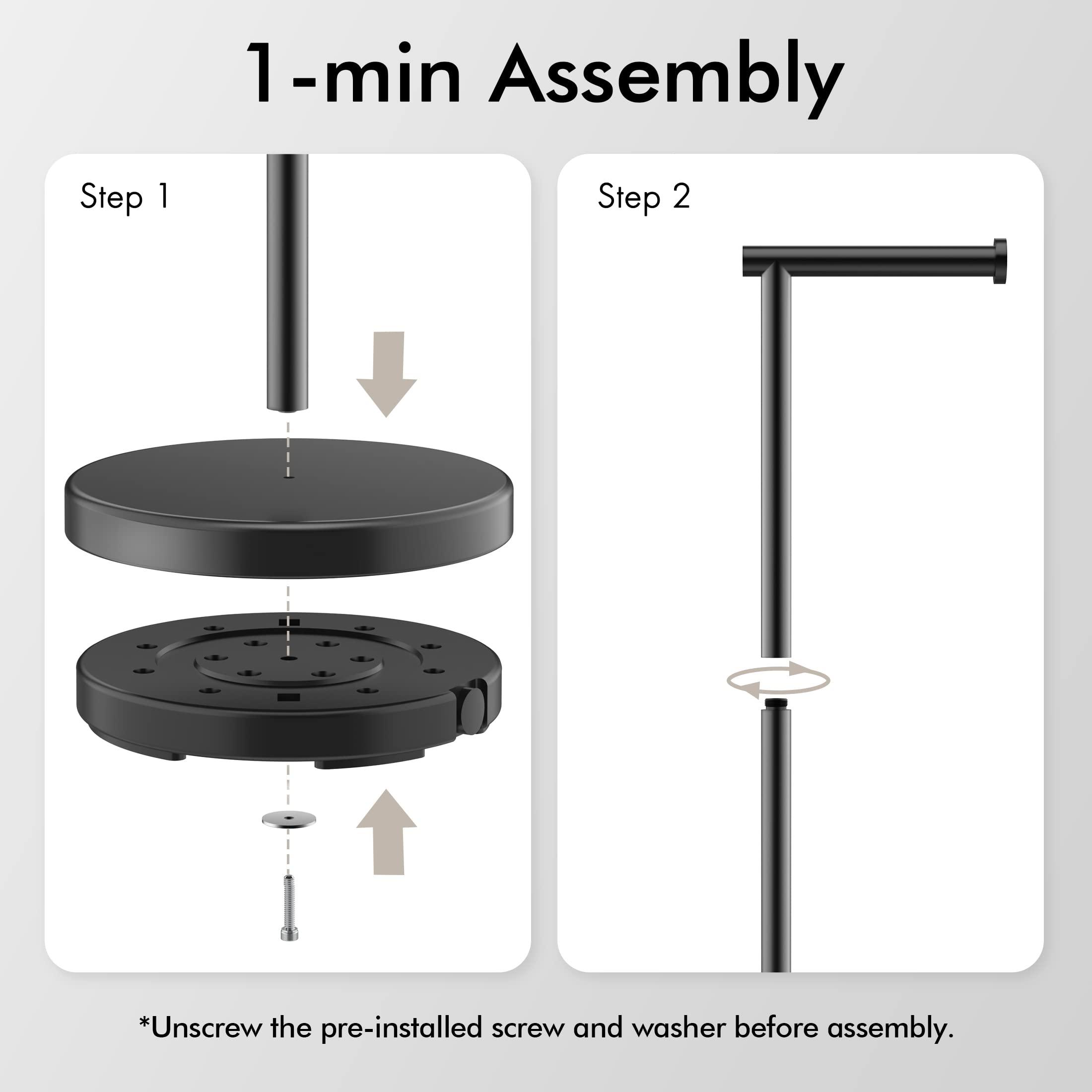 KES Bathroom Toilet Paper Holder Stand Modern Tissue Roll Holder SUS304 Stainless Steel Rustproof Freestanding 20.2" H, Matte Black BPH283S1-BK - Image 7