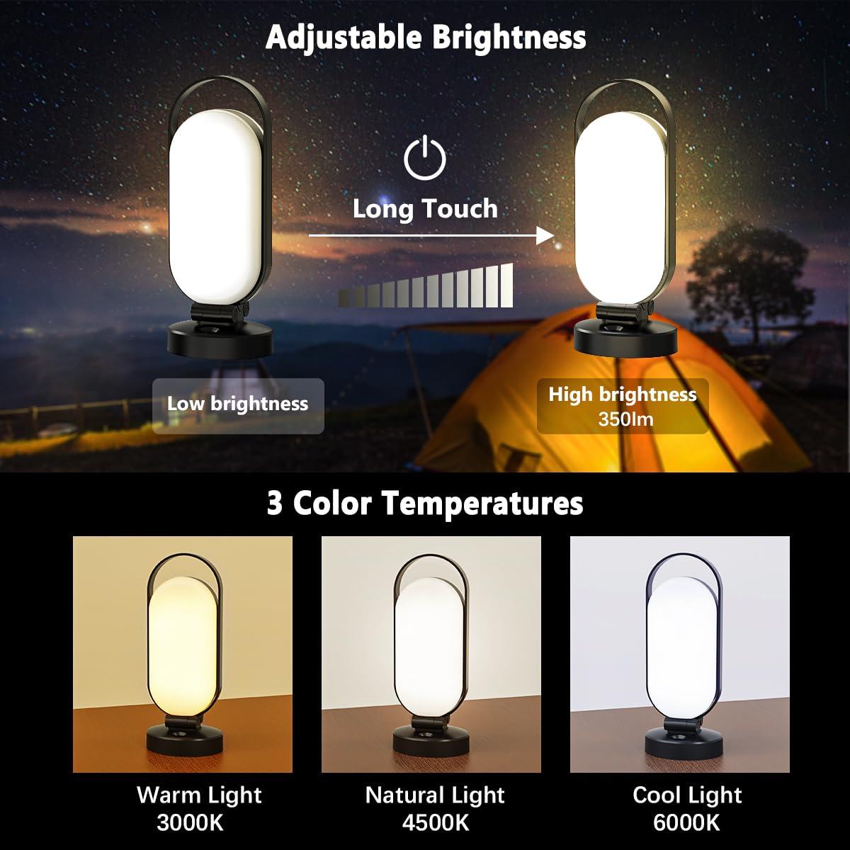 Bravzurg Rechargeable Solar Camping Lantern, 5000mAh Battery Powered LED Light, Foldable Dimmable Waterproof Camping Essentials, Lamp for Power Outages, Hurricane, Camping Gear, Emergency, Indoor - Image 2