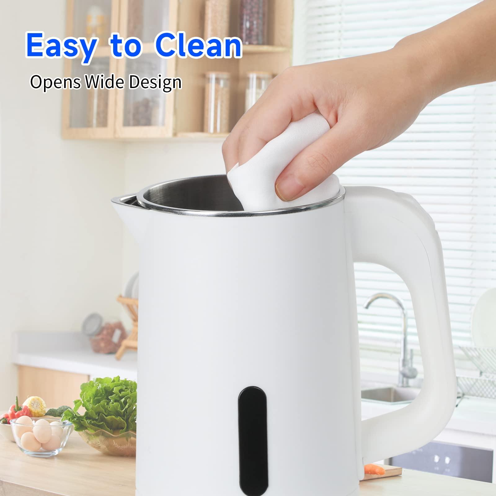 Small Electric Tea Kettle Stainless Steel, 0.8L Portable Mini Hot Water Boiler Heater, Travel Electric Coffee Kettle with Auto Shut-Off & Boil Dry Protection (White) - Image 5