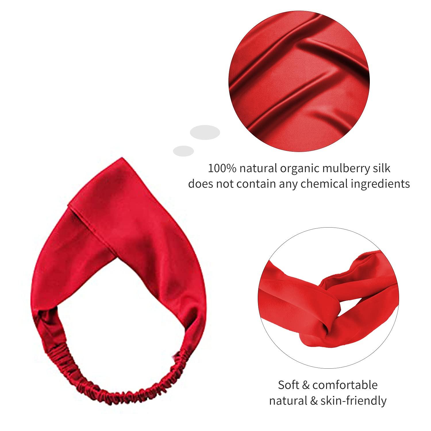 ZIMASILK 100% Mulberry Silk Headband Elastic Twisted Head Hair Wrap Accessory Turban For Women(Burgundy) - Image 3