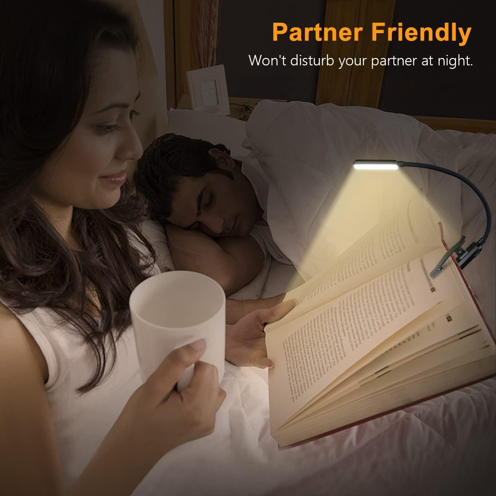 Gritin 9 LED Rechargeable Book Light for Reading in Bed - Eye Caring 3 Color Temperatures,Stepless Dimming Brightness,80 Hrs Runtime Small Lightweight Clip On Book Reading Light for Studying - Image 6