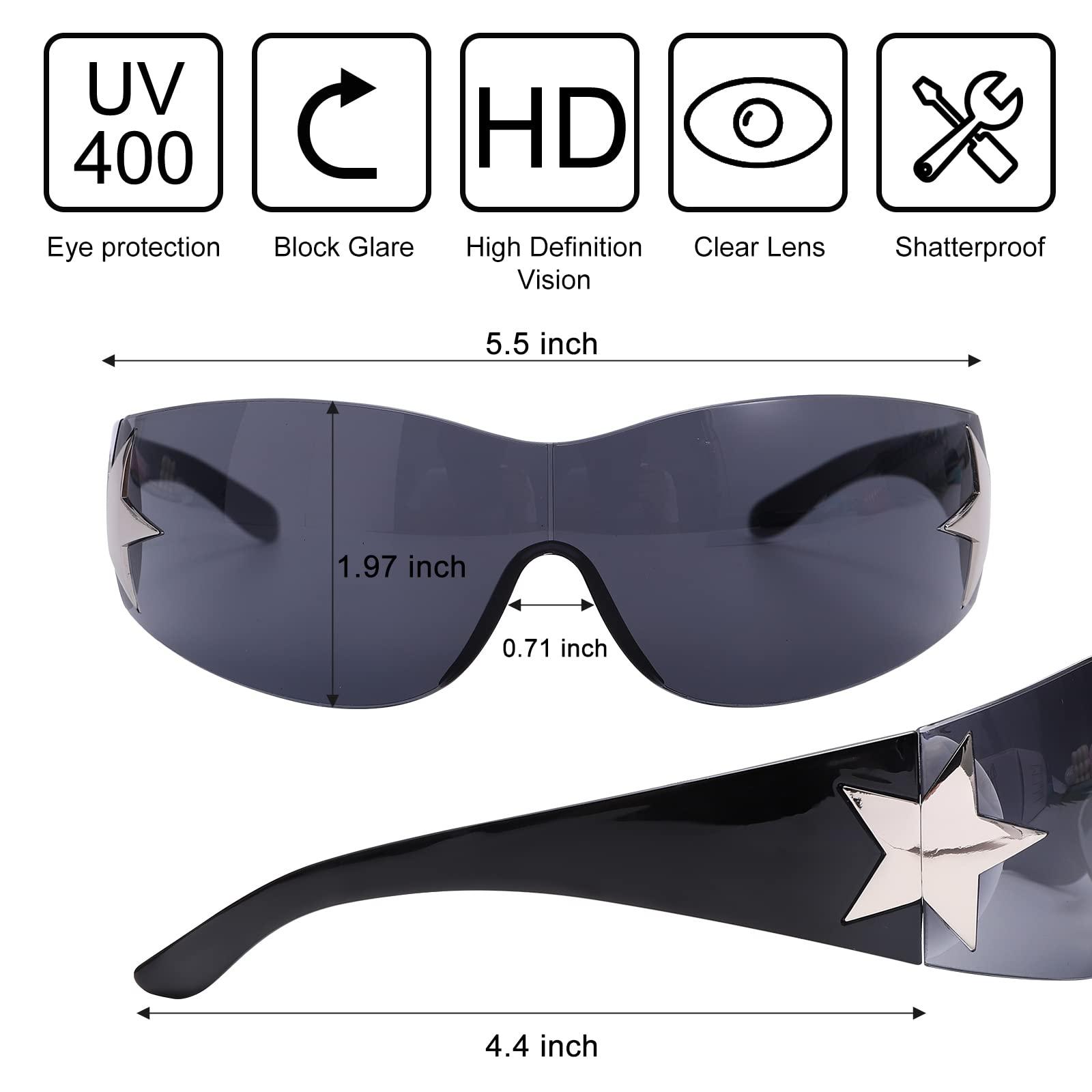 Rimless Y2K Sunglasses for Women Men,Trendy Shield Wrap Around Sunglasses Oversized Fashion Frameless Sun Glasses - Image 3