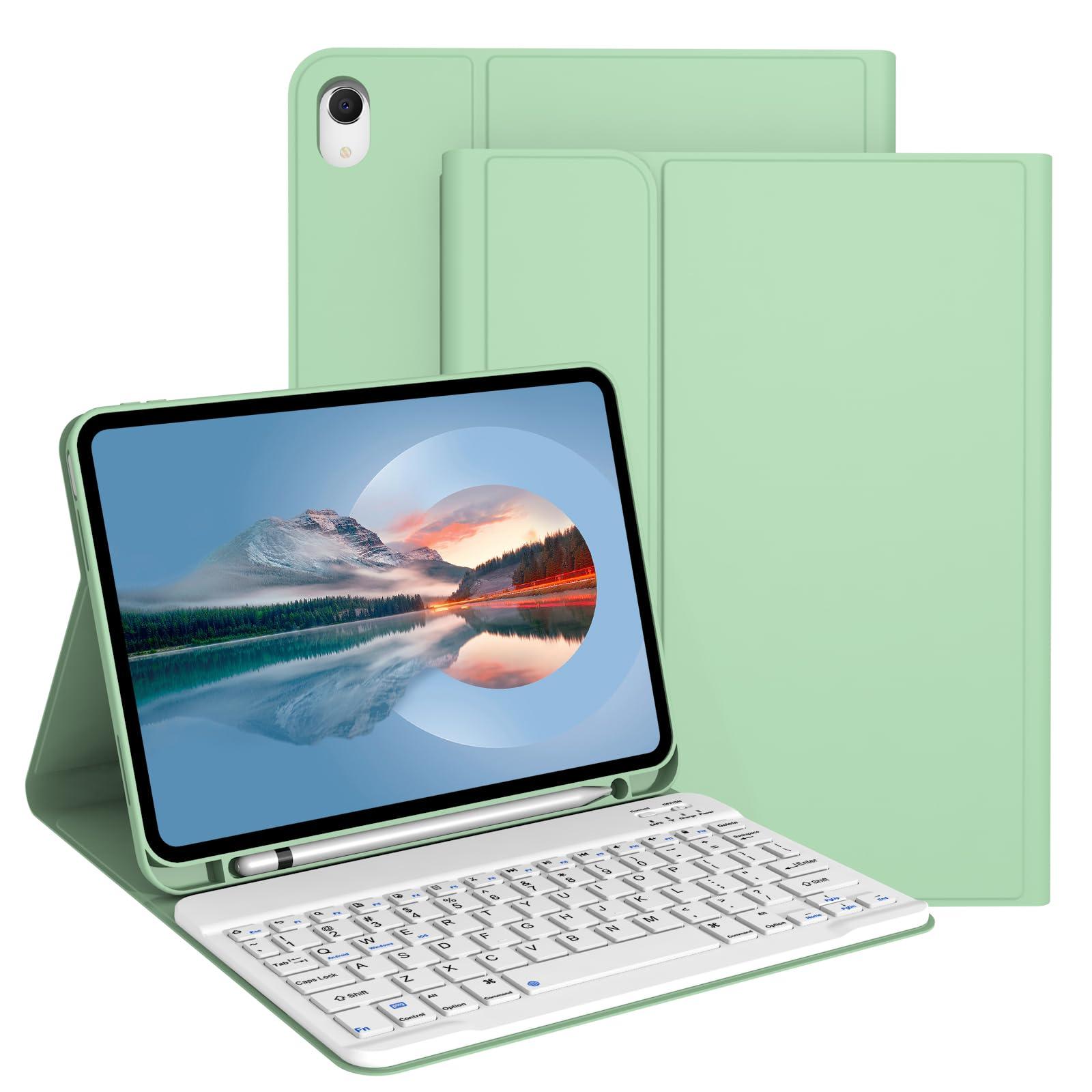 Divufus Keyboard Case for iPad 11th Generation (A16) 2025, for iPad 10th Generation 2022 [Magnetic Detachable Wireless Keyboard][Support 3 System] Folio Case with Pencil Holder, Light Green