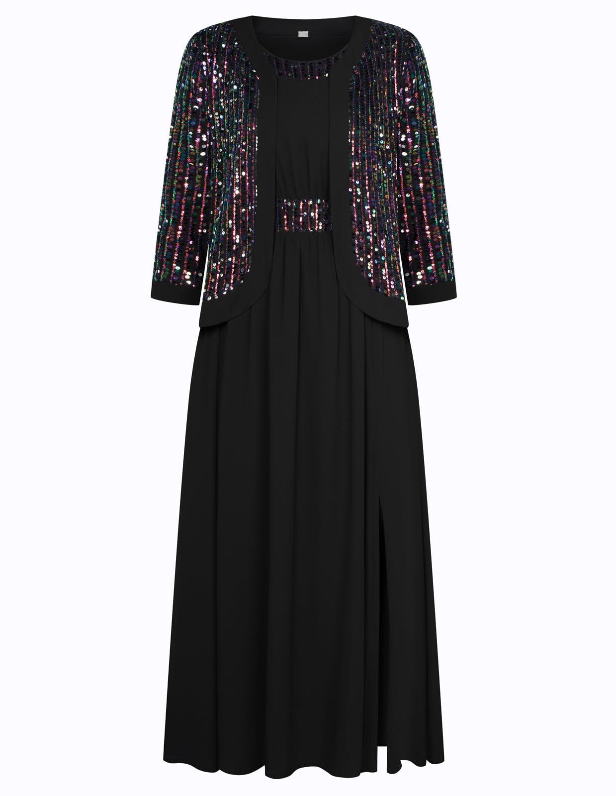 GRACE KARIN Women's Formal Dresses Mother of The Bride Dresses for Wedding Party Cocktail Dress Two Piece Dress Sequin Dress - Image 9