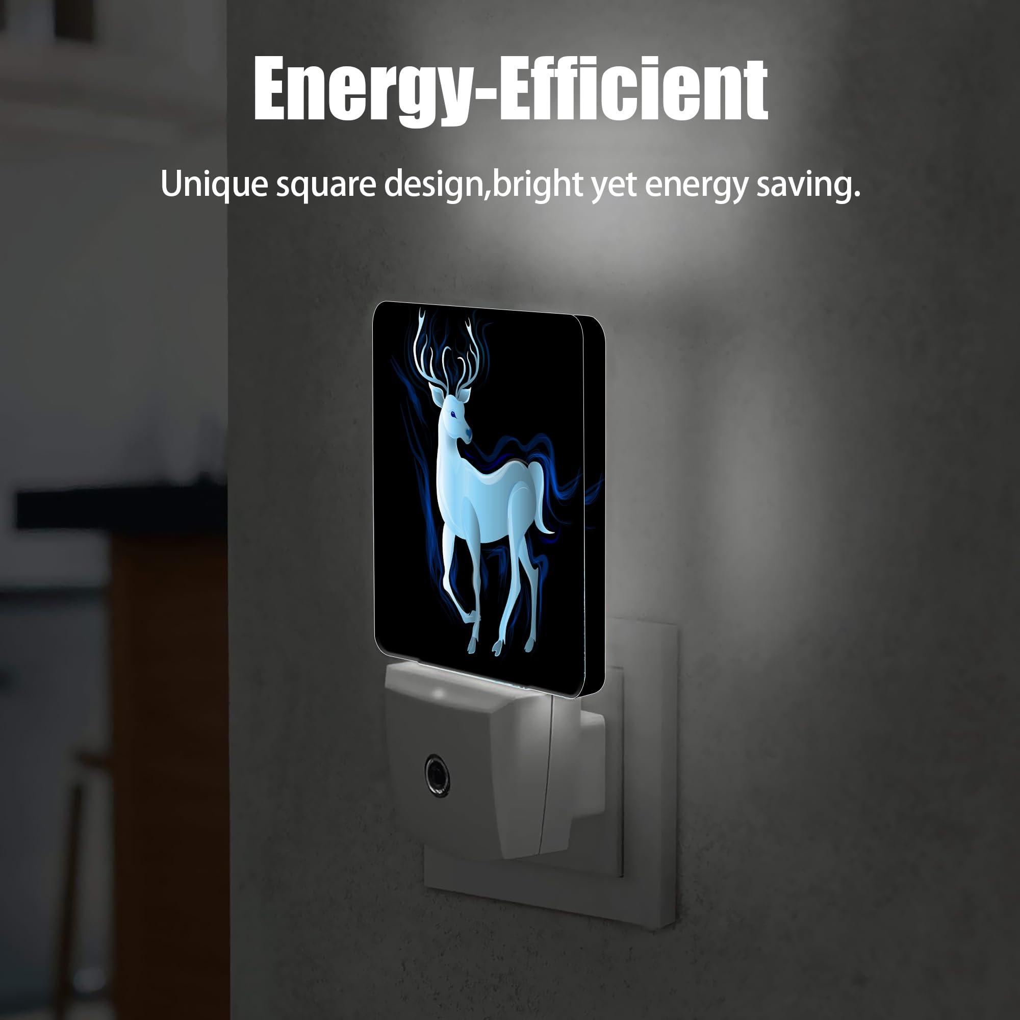 Jopowide Blue Deer Night Light, Northern Lights Night Lights Plug into Wall Decor for Bedroom, Bathroom, Hallway, Kitchen, Dusk to Dawn Sensor Nightlights for Women Men Room Gifts - Image 5