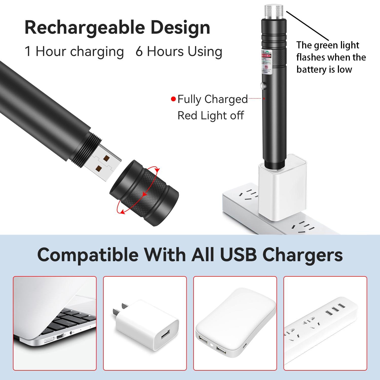 MIPREZT [Professional] Rechargeable Green Line Light Flashlight Long Distance Range for TV/LED/LCD Screens Tactical Flashlights Presentation Office/Outdoors/Astronomic/Construction [001] - Image 3