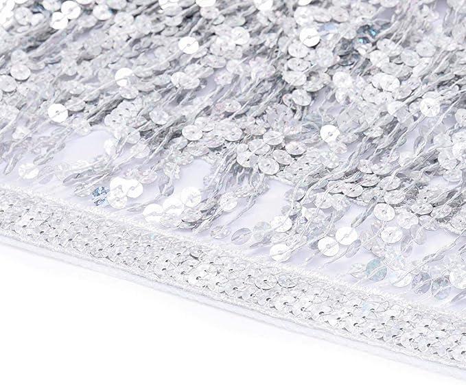 Women Sequin Tassel Skirt Glitter Sparkly Fringe Belly Dance Hip Scarf Skirts Metallic Rave Party Belts Costume - Image 5
