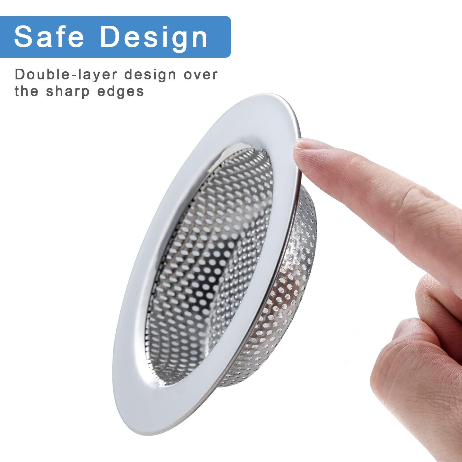 Honmein 2 Pcs Sink Strainer for Most Kitchen Sink Drain Basket, Upgraded Double-Layer Safe Design Kitchen Sink Strainer (Outer Diameter 4.5 Inch) - Image 4
