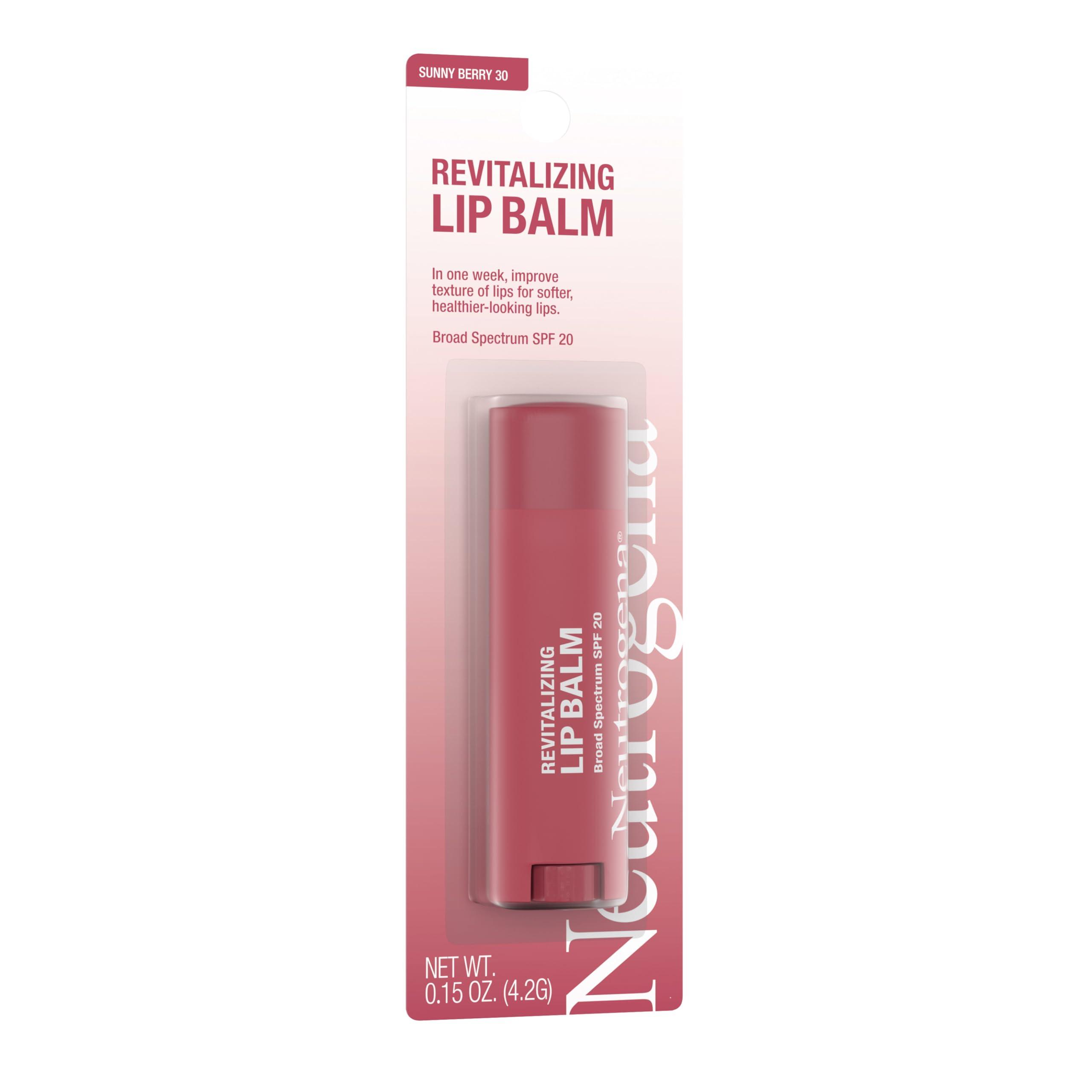 Neutrogena Revitalizing Tinted Lip Balm Broad Spectrum SPF 20 Sunscreen, Moisturizing Lip Balm with a Sheer Tint for Softer, Smoother, Healthier-Looking Lips, Sheer Sunny Berry 30, .15 oz - Image 8