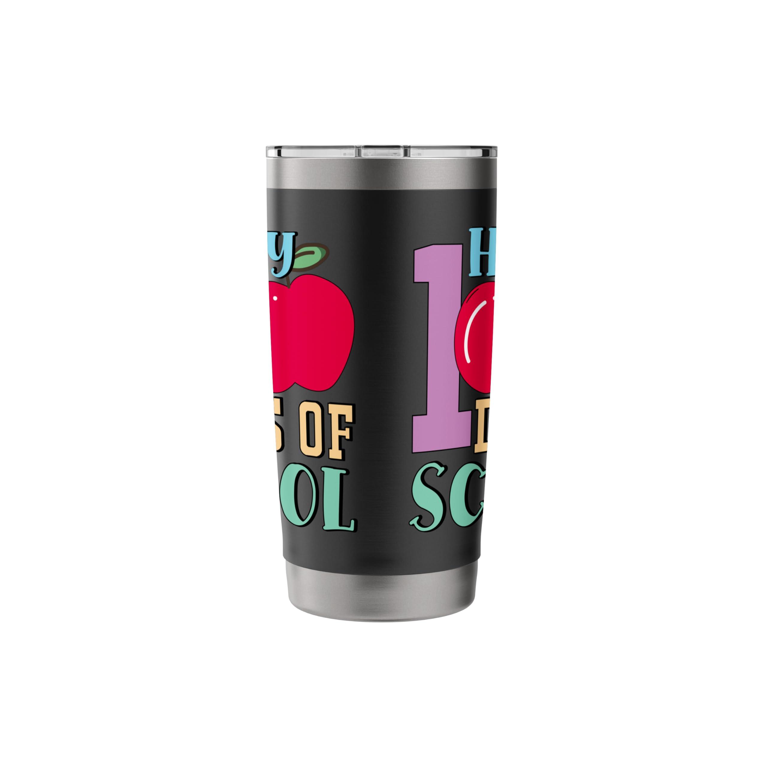 Happy 100 Days Of School Apple Celebration Stainless Steel Insulated Tumbler - Image 3