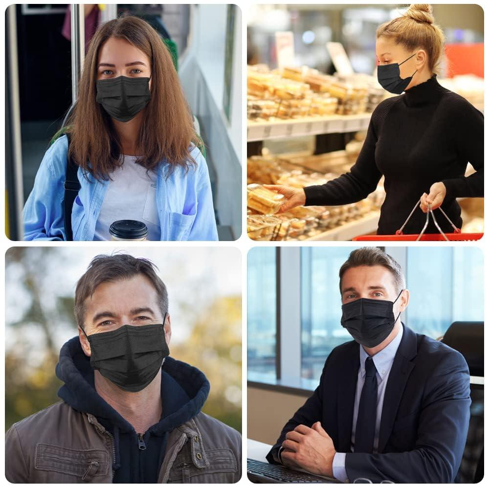 100 Pack Disposable Face Masks, 3 Layer Filter Protection Black Disposable Face Masks - Image 6