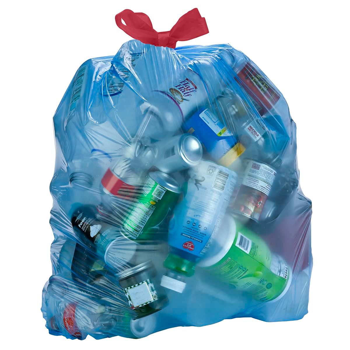 Amazon Basics Blue Recycling Trash Bags, Unscented, 13 Gallon, 60 count, Pack of 1 - Image 3