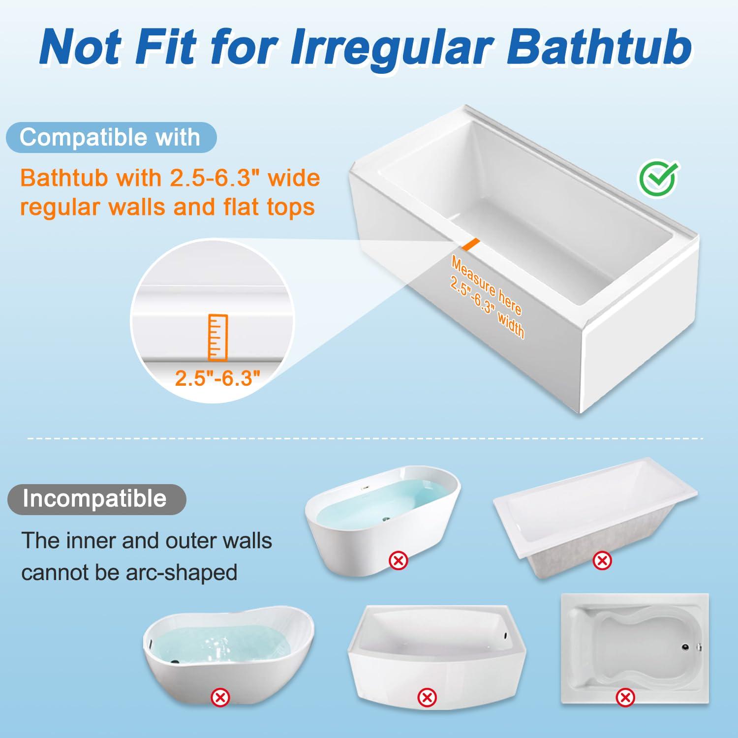 Bath Tub Handles for Seniors Shower Rails Elderly Adults Safety, Bathtub Clamp Grab Bars Helper No Drill, Handicap Bathroom Tub Support Bar Assist Devices, Help Getting Out of Bathtub - Image 3